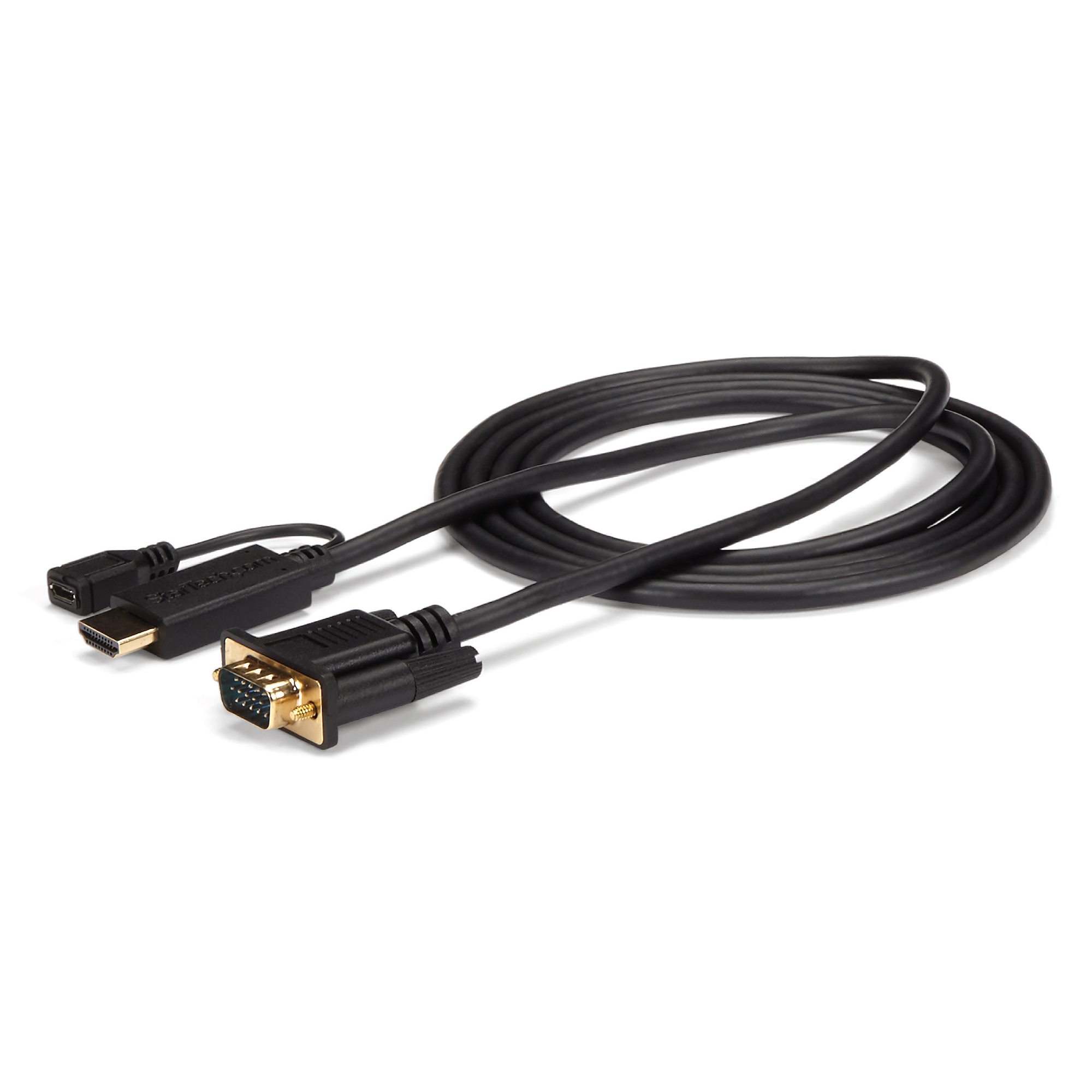 Startech HDMI to VGA Cable - 10 ft / 3m - 1080p - 1920 x 1200 - Active HDMI Cable - Monitor Cable - Computer Cable (HD2VGAMM10) - Adapter cable - HDMI, Micro-USB Type B (power only) to HD-15 (VGA) male - 3 m - black - active, 1920 x 1200 (WUXGA) support