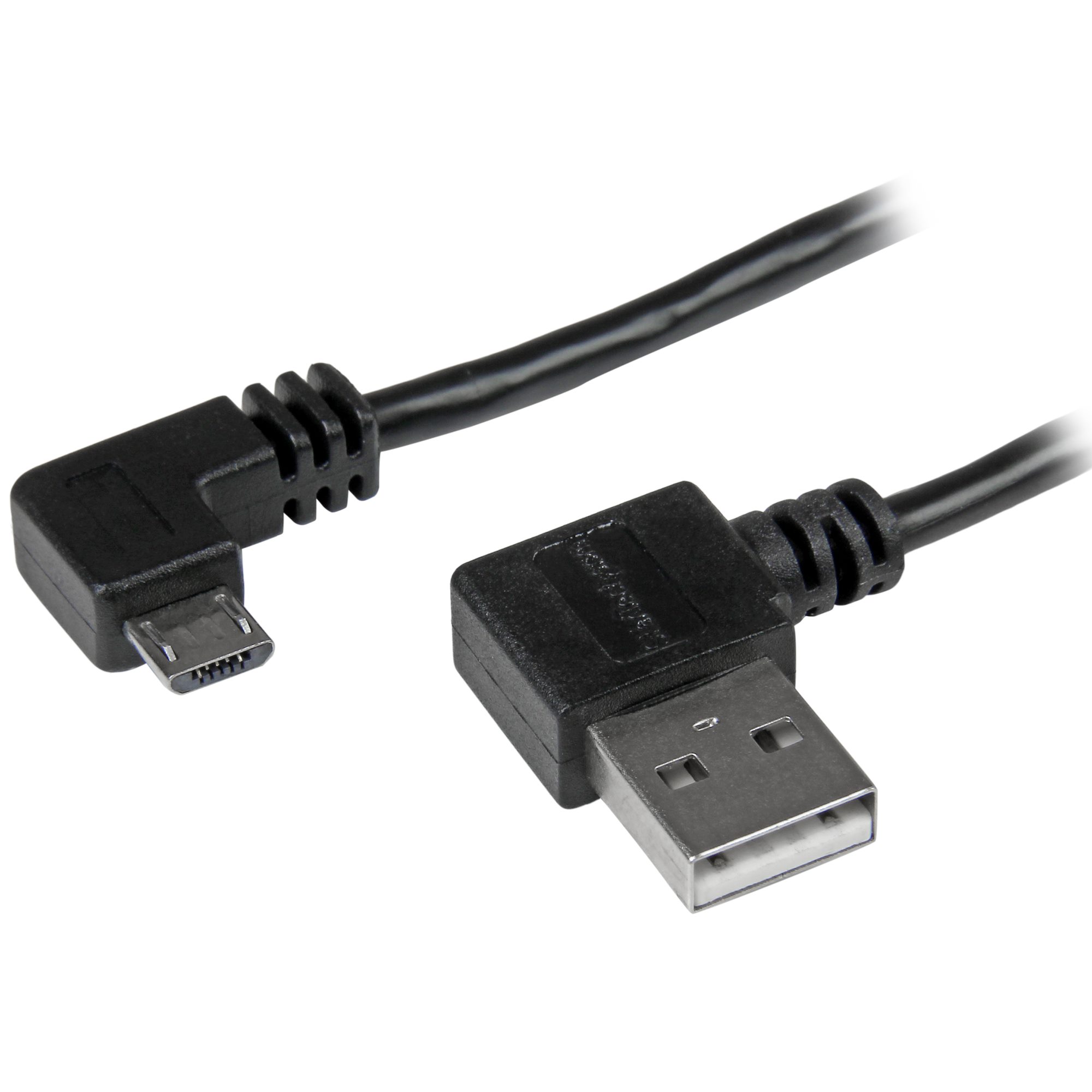 StarTech 2m 6 ft Micro-USB Cable with Right-Angled Connectors - M/M - USB A to Micro B Cable - 6ft Right Angle Micro USB Cable (USB2AUB2RA2M) - USB cable - Micro-USB Type B (M) to USB (M) - USB 2.0 - 2 m - right-angled connector - black - for P/N: USB2PCA