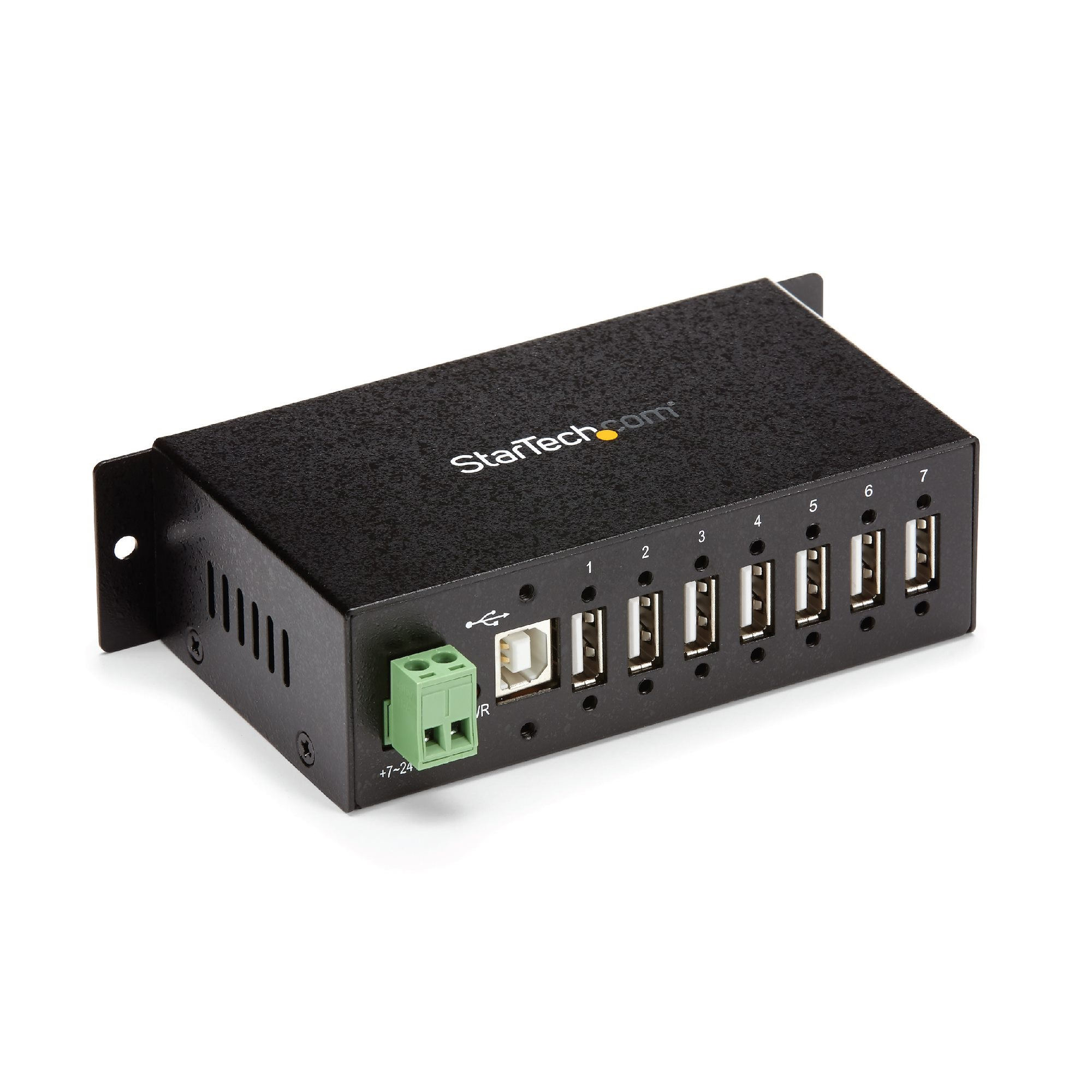 Startech USB 2.0 Hub - 7 Port - Mountable Rugged Industrial - Self Powered USB Hub - Hub - 7 x USB 2.0 - DIN rail mountable - DC power - for P/N: ITB20D3250, MSDREADU2OTG, USB2HAB15, USB2HAB30AC, USB2HAB50AC, USB2HABM1, USB2HABM6RA