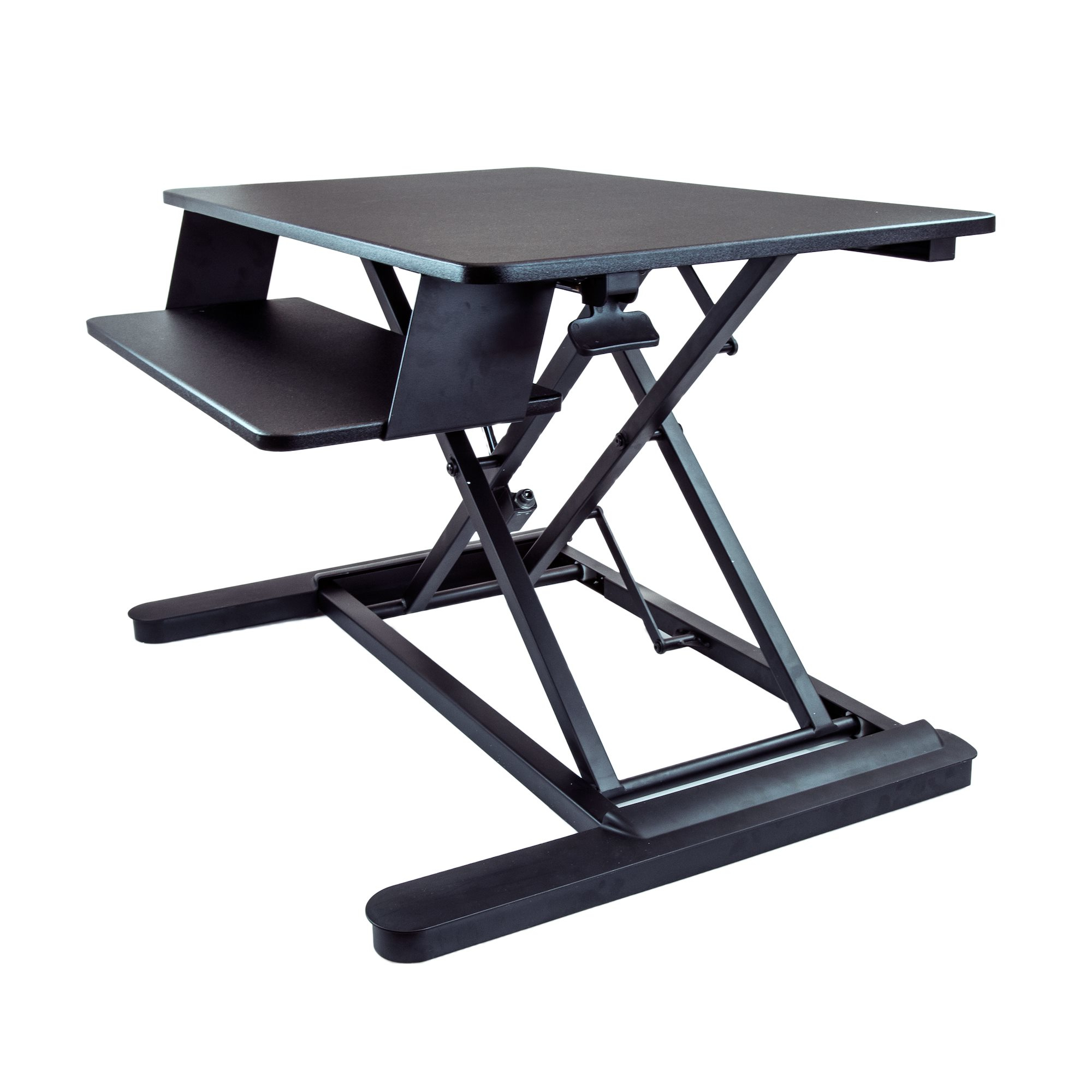 Startech Sit Stand Desk Converter with Keyboard Tray, Large 35" x 21" Surface, Height Adjustable Ergonomic Desktop/Tabletop Standing Workstation Desk, Holds 2 Monitors, Pre-Assembled - Ergonomic Standing Desk (ARMSTSLG) - Standing desk converter - rectang