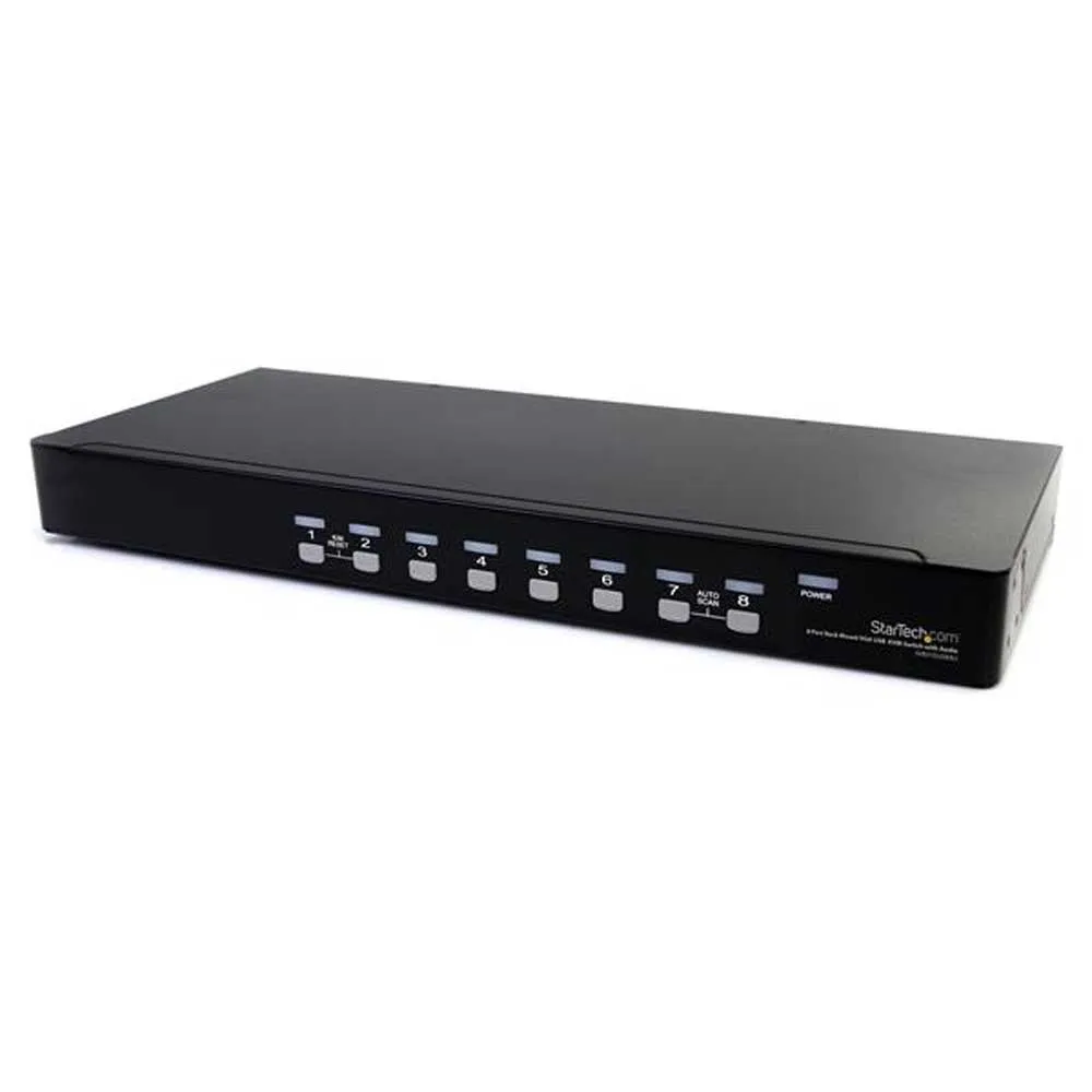 Startech 8 Port VGA KVM Switch - 1U Rack Mount - USB VGA KVM Switch with Audio - 1920 x 1440 @60hz - KVM Video Switch (SV831DUSBAU) - KVM / audio switch - 8 x KVM / audio - 1 local user - desktop - for P/N: RK3236BKF, RK4236BKB, RK4242BK24, RK4242BK30, RK