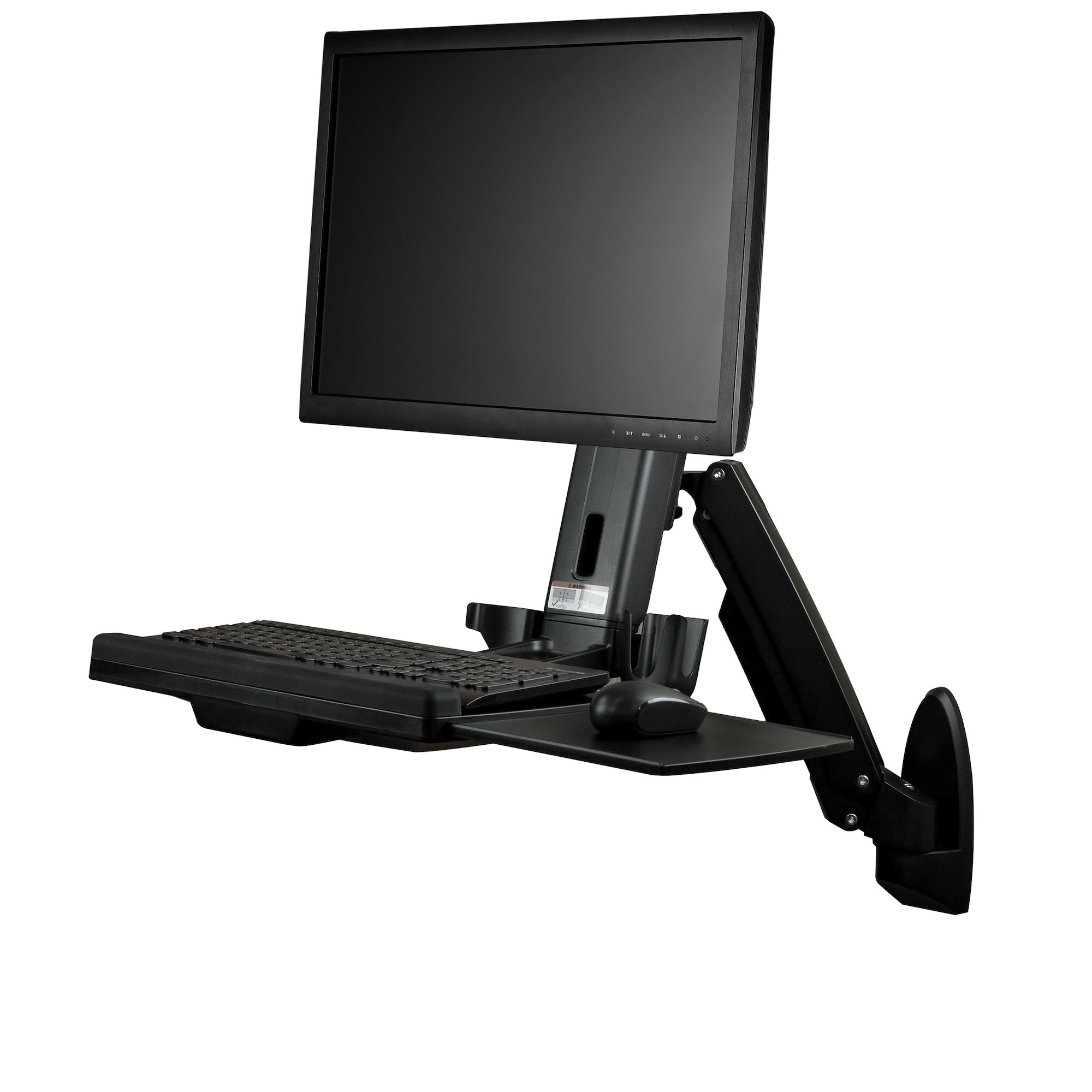 Startech Wall Mount Workstation, Articulating Full Motion Standing Desk with Ergonomic Height Adjustable Monitor & Keyboard Tray Arm, Mouse & Scanner Holders, For Single VESA Display - Foldable Standing Desk (WALLSTS1) - Mounting kit (wall plate, column,