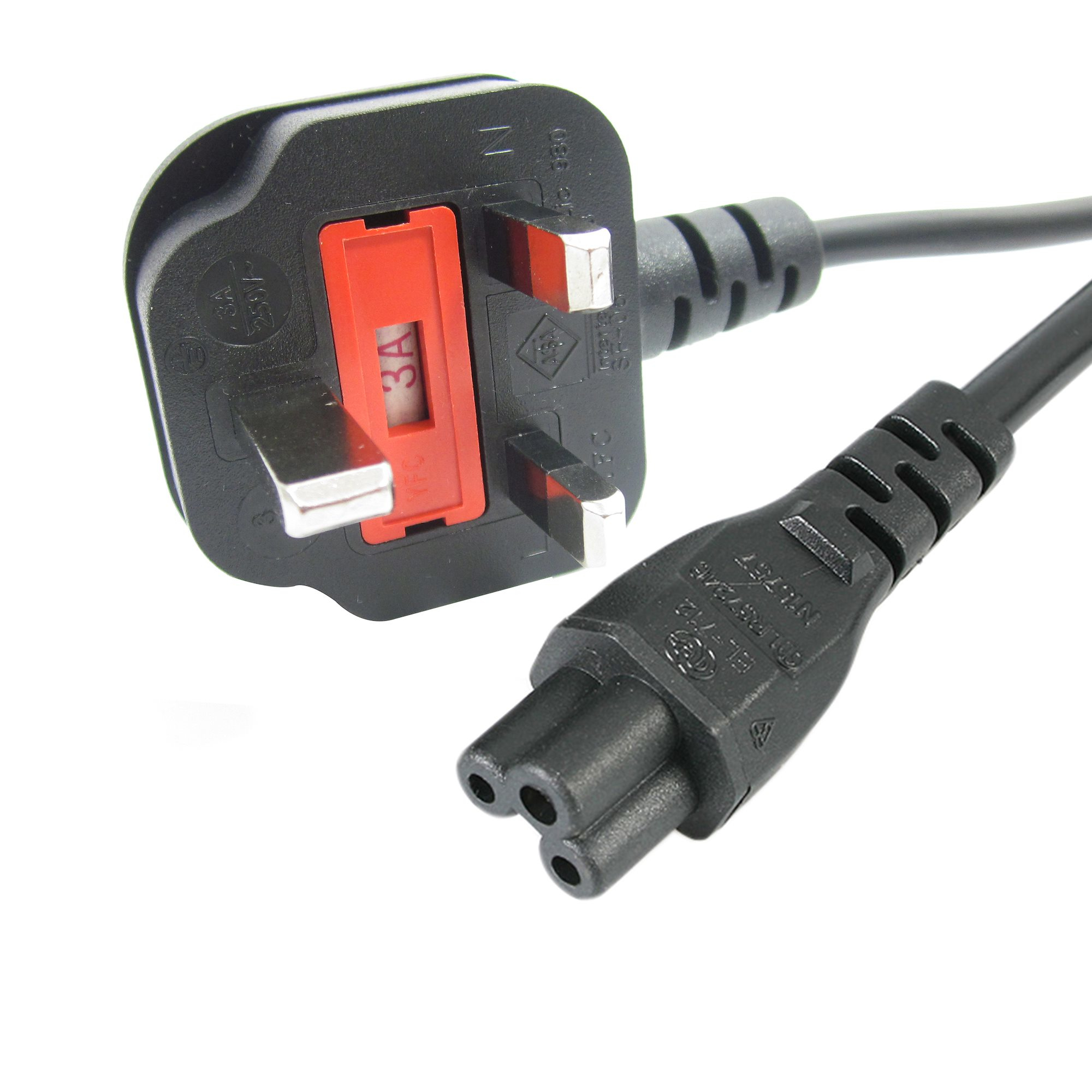 StarTech 3ft (1m) UK Laptop Power Cable, BS 1363 to C5 Clover Leaf, 2.5A 250V, 18AWG, Notebook/Laptop Replacement Cord, Printer Cable, UK Laptop Charger Cord, BS 1363 to IEC60320 C5 - Power Brick Cord - Power cable - IEC 60320 C5 to BS 1363 (M) - AC 250 V