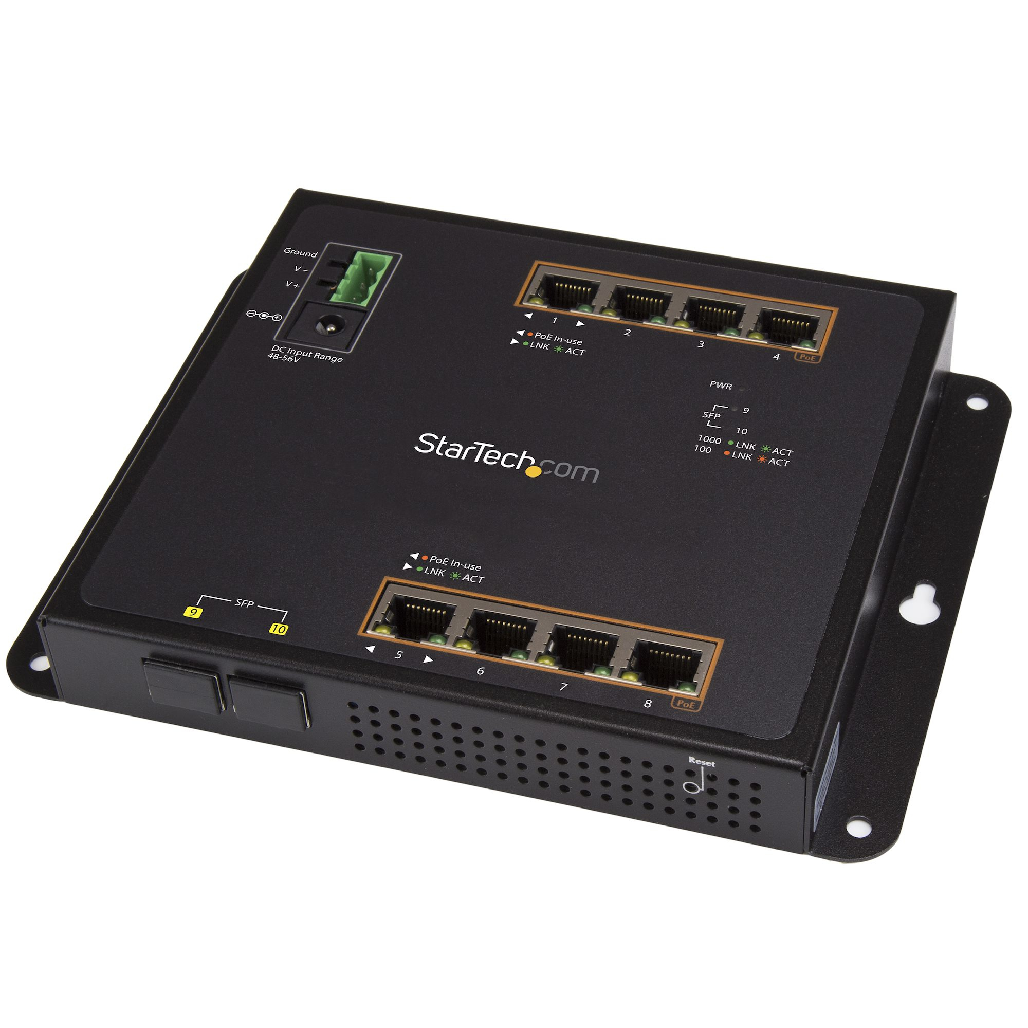Startech Industrial 8 Port Gigabit PoE+ Switch with 2 SFP MSA Slots, 30W, Layer/L2 Switch Hardened GbE Managed, Rugged High Power Gigabit Ethernet Network Switch IP-30/-40 C to 75 C - Managed Network Switch (IES101GP2SFW) - Switch - Managed - 8 x 10/100/1