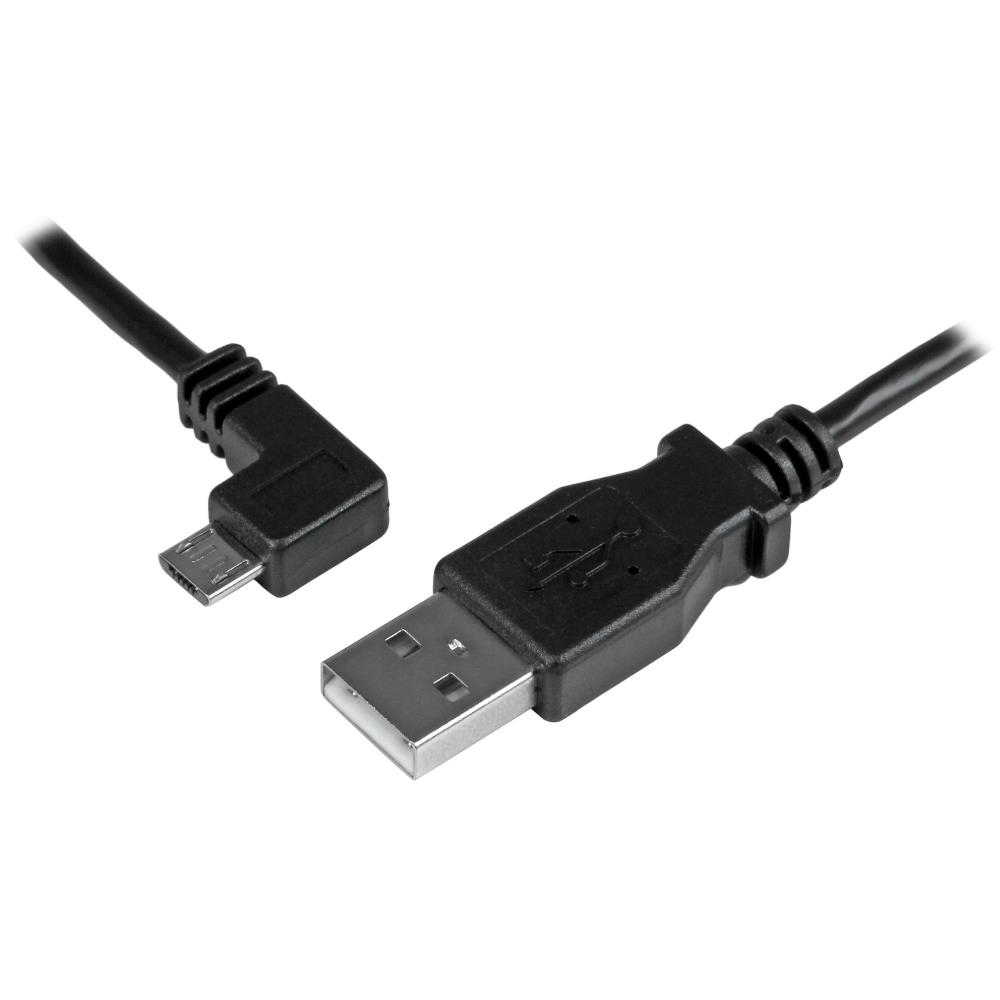 StarTech Left Angle Micro USB Cable - 1 ft / 0.5m - 90 degree - USB Cord - USB Charger Cable - USB to Micro USB Cable (USBAUB50CMLA) - USB cable - Micro-USB Type B (M) left-angled to USB (M) - USB 2.0 - 50 cm - black - for P/N: USB2PCARBK, USB2PCARBKS, US
