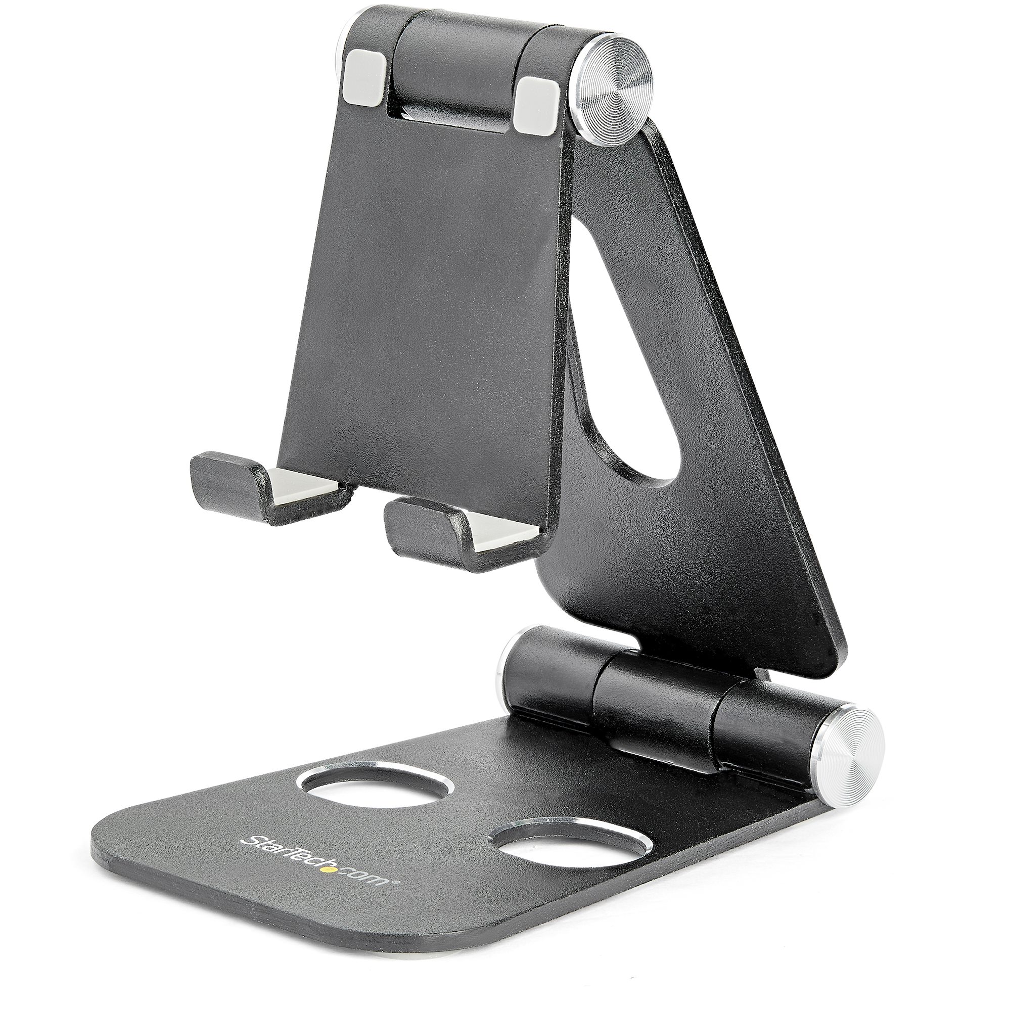 Startech Phone and Tablet Stand, Foldable Universal Mobile Device Holder for Smartphones & Tablets Adjustable Multi-Angle Ergonomic Cell Phone Stand for Desk Portable, 4in to 13in - Foldable Phone Holder (USPTLSTND) - Desktop stand for mobile phone, table