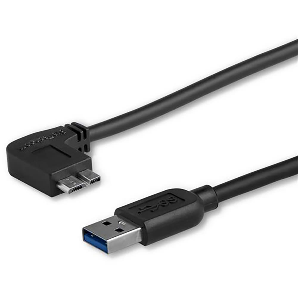 StarTech 2m 6 ft Slim Micro USB 3.0 Cable M/M - Left-Angle Micro-USB - USB 3.0 A to Micro B - Angled Micro USB - USB 3.1 Gen 1 (5Gbps) (USB3AU2MLS) - USB cable - Micro-USB Type B (M) to USB Type A (M) - USB 3.0 - 2 m - left-angled connector - black