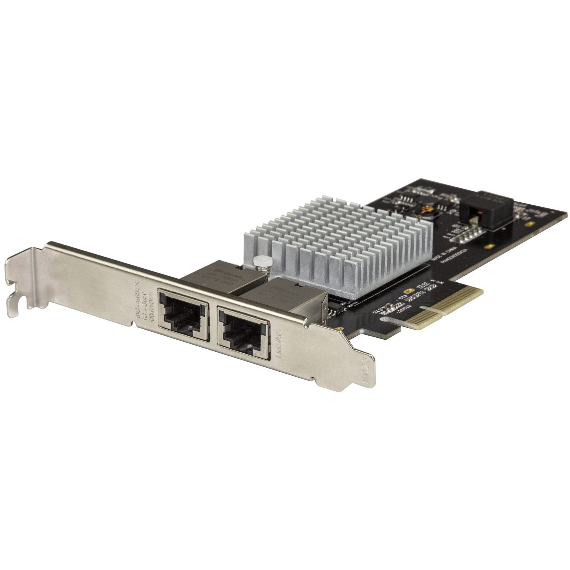 Startech Dual Port 10G PCIe Network Adapter Card - Intel-X550AT 10GBASE-T PCI Express 10GbE Multi Gigabit Ethernet 5 Speed NIC 2port - Network adapter - PCIe 3.0 x4 low profile - 10Gb Ethernet x 2 - black