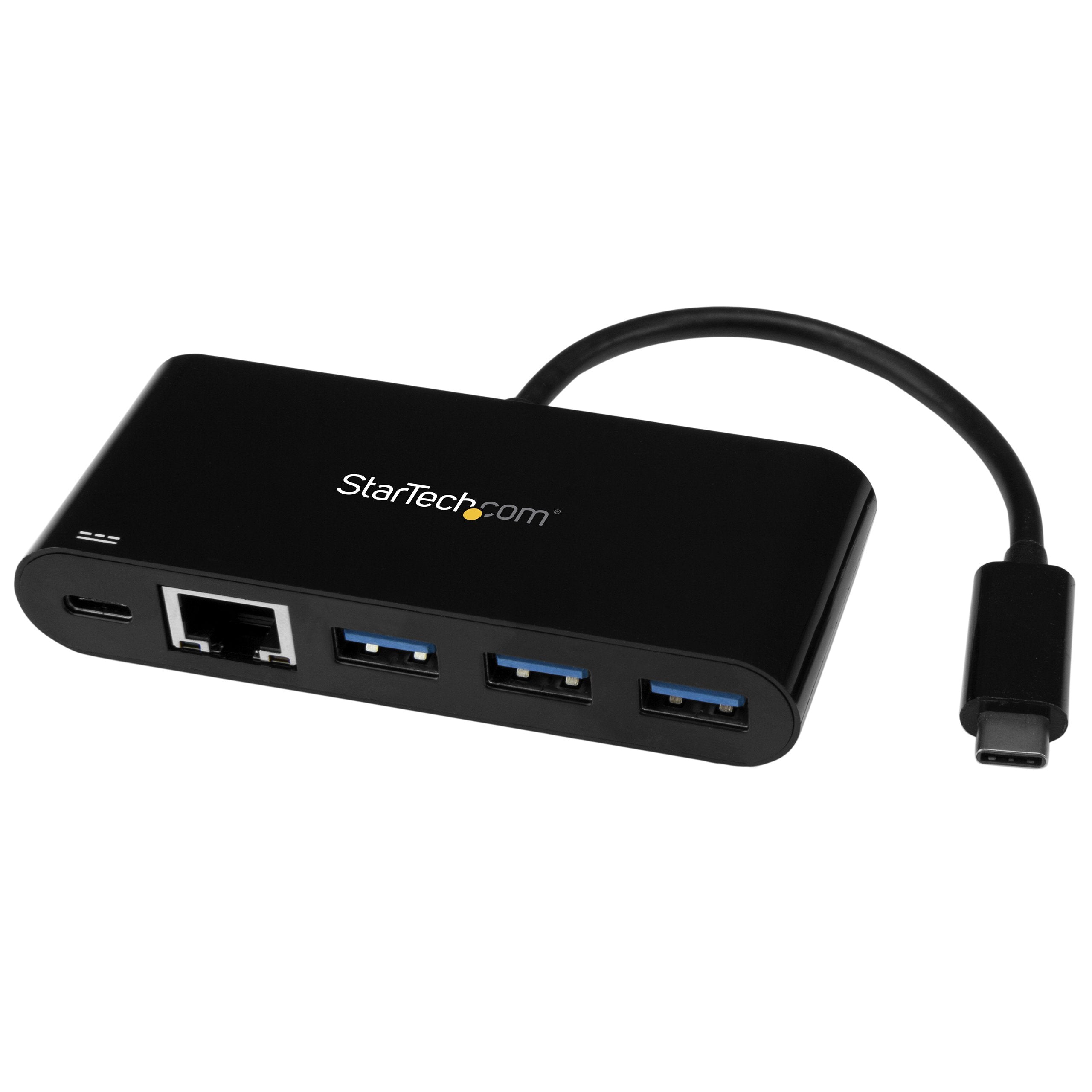Startech USB C to Ethernet Adapter - 3 Port - with Power Delivery (USB PD) - Power Pass Through Charging - USB C Adapter (US1GC303APD) - Network adapter - USB-C - Gigabit Ethernet - black