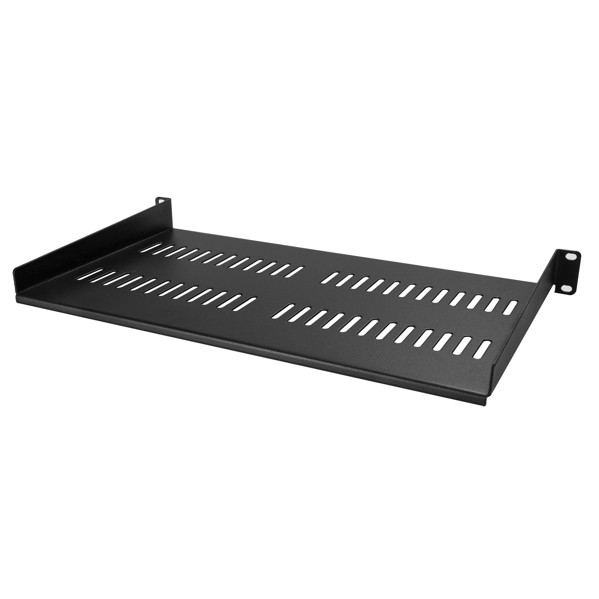 Startech 1U Vented Server Rack Cabinet Shelf, 10in Deep Fixed Cantilever Tray, Rackmount Shelf for 19" AV/Data/Network Equipment Enclosure with Cage Nuts & Screws, 44lbs Weight Cap. - 1U Network Rack Shelf (CABSHELFV1U) - Rack shelf - black - 1U - 10