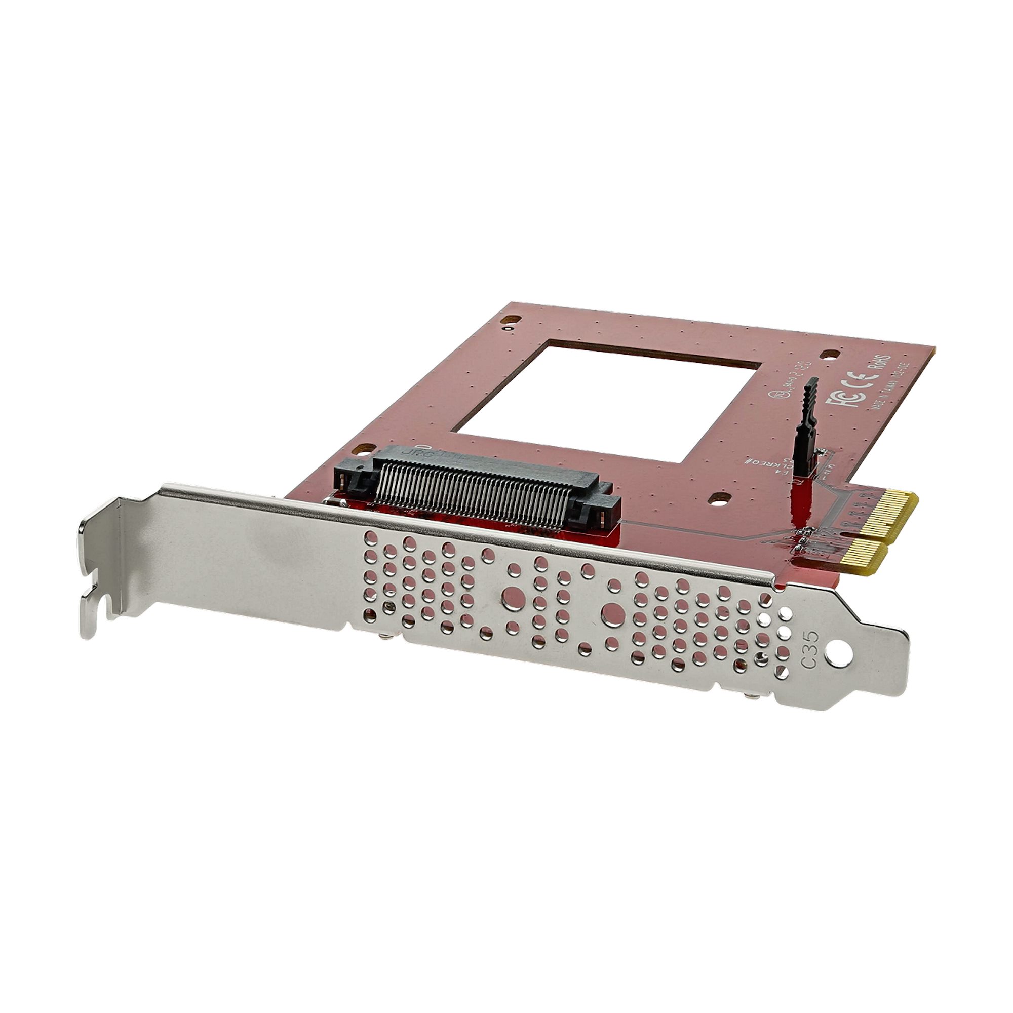 Startech U.2 to PCIe Adapter - x4 PCIe - For 2.5" U.2 NVMe SSD - SFF-8639 PCIe Adapter - U.2 SSD - PCIe SSD - U.2 drive (PEX4SFF8639) - Interface adapter - 2.5" - Ultra M.2 Card - PCIe 3.0 x4 - red - for P/N: BNDTB10GI, BNDTB210GSFP, BNDTB310GNDP, BNDTB41