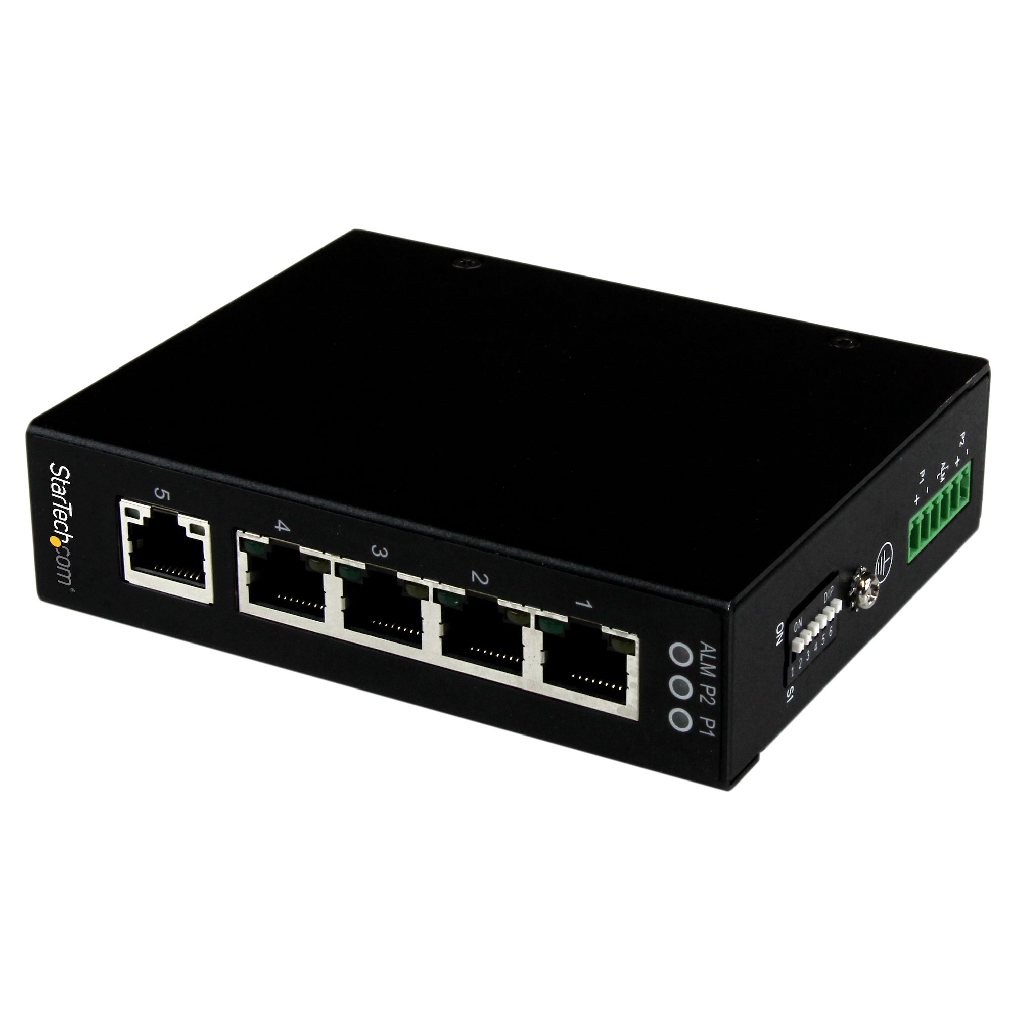 Startech 5 Port Unmanaged Industrial Gigabit Ethernet Switch - DIN Rail / Wall-Mountable Network Switch - Rugged IP30 Gigabit Switch (IES51000) - Switch - 5 x 10/100/1000 - desktop, DIN rail mountable, wall-mountable - DC power