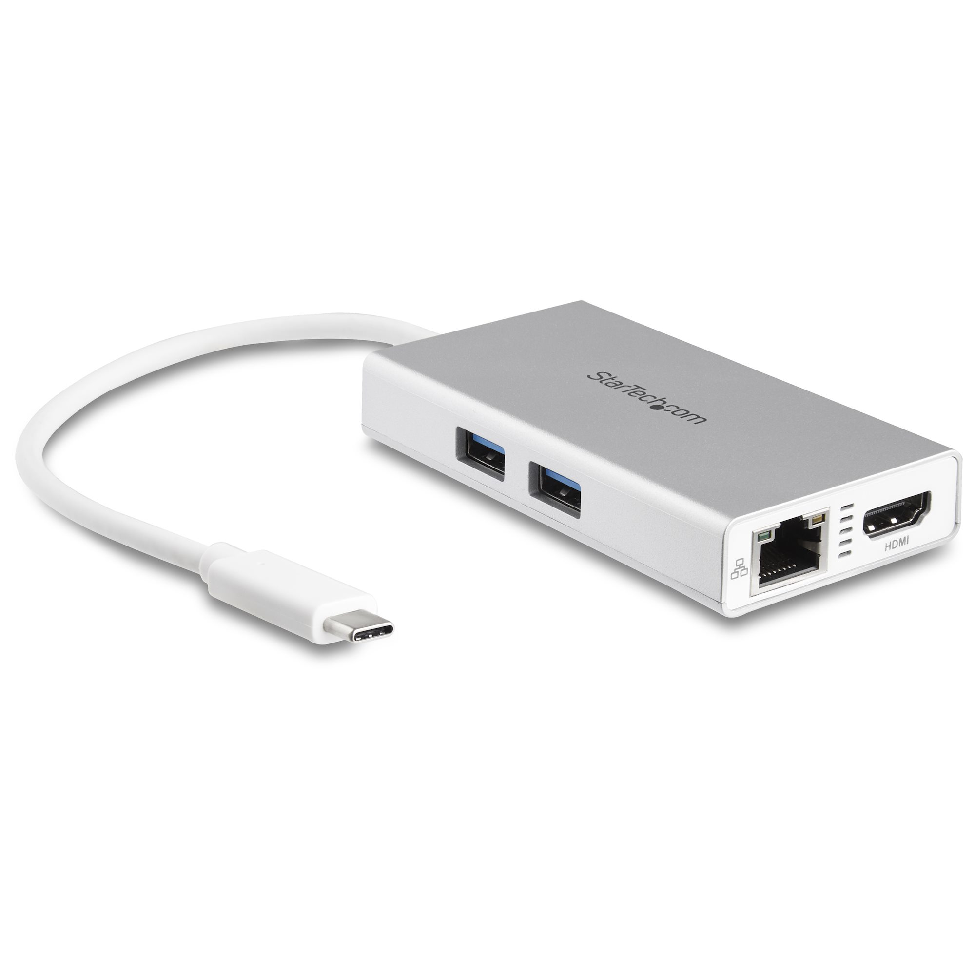 Startech USB-C Multiport Adapter, USB-C Travel Docking Station with 4K HDMI, 60W Power Delivery Pass-Through, GbE, 2pt USB-A 3.0 Hub, Portable Mini USB Type-C Dock for Laptop, White - Portable USB-C Dock (DKT30CHPDW) - Docking station - USB-C / Thunderbol