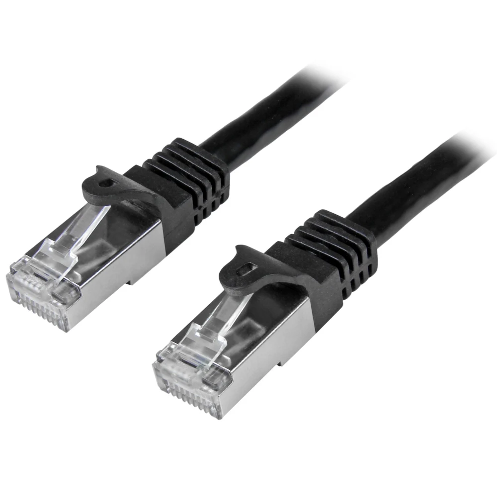 Startech 2m CAT6 Ethernet Cable, 10 Gigabit Shielded Snagless RJ45 100W PoE Patch Cord, CAT 6 10GbE SFTP Network Cable w/Strain Relief, Black, Wiring is UL Certified/TIA - Category 6 - 26AWG (N6SPAT2MBK) - Patch cable - RJ-45 (M) to RJ-45 (M) - 2 m - SFTP