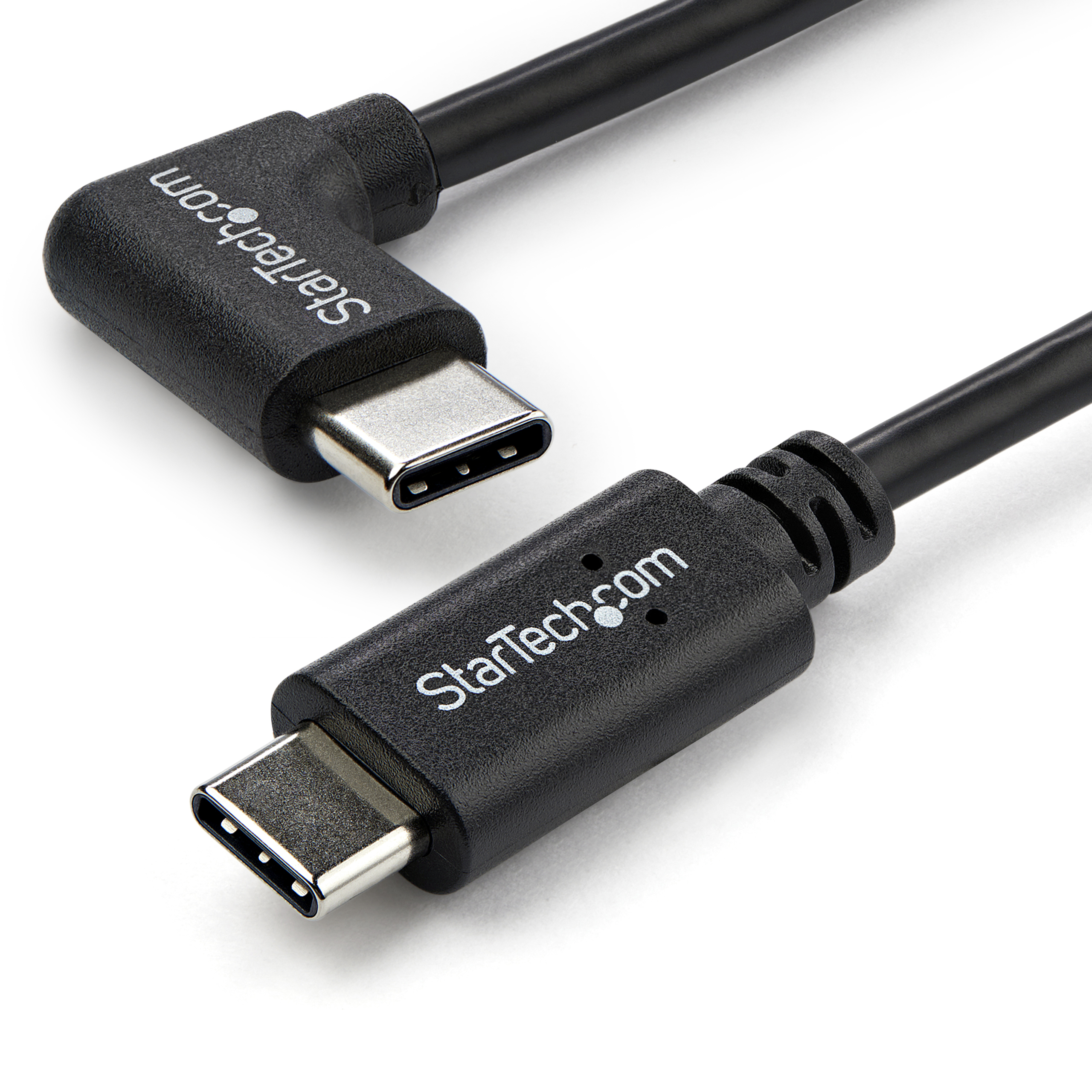 StarTech Right Angle USB-C Cable - 1m / 3 ft - Reversible - M/M - USB Type C Cable - USB-C Charge Cable - USB C to USB C Cable (USB2CC1MR) - USB cable - USB-C (M) straight to USB-C (M) right-angled - USB 2.0 - 1 m - black - for P/N: DKT30CHD