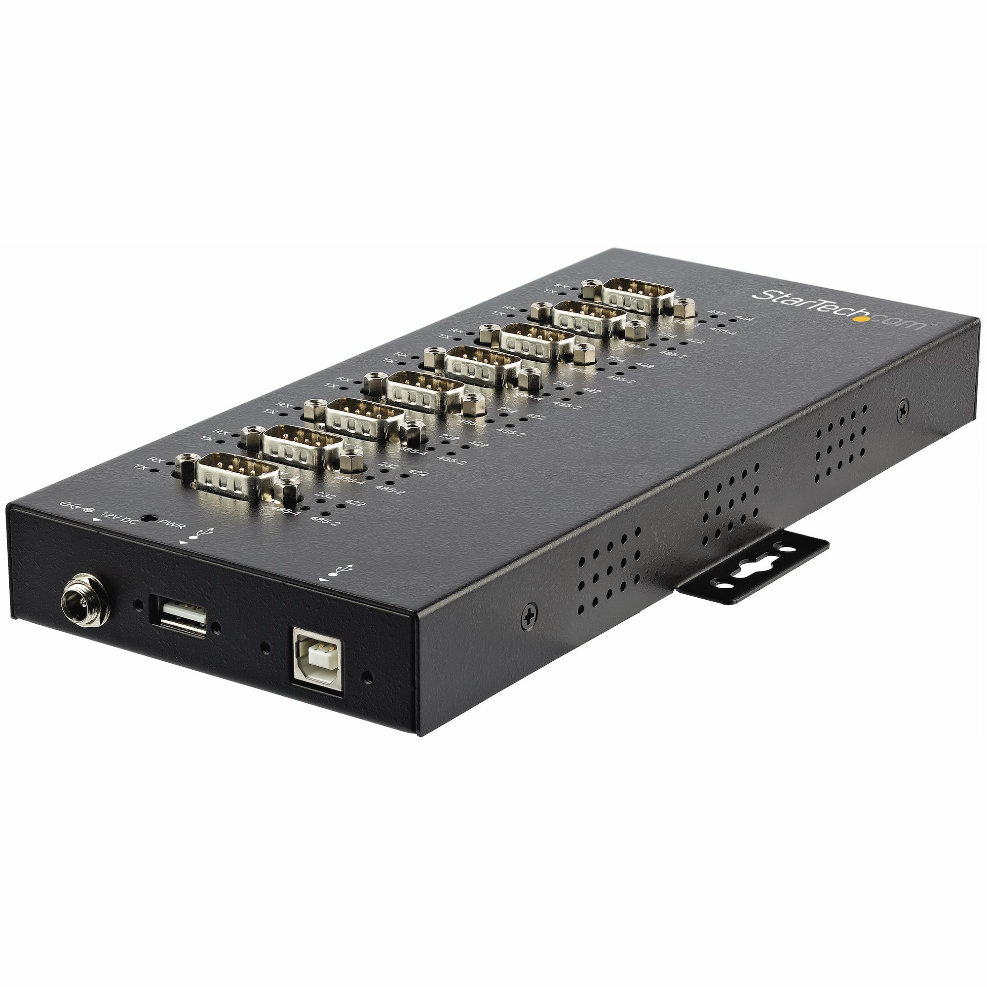Startech 8 Port Serial Hub USB to RS232/RS485/RS422 Adapter, Industrial USB 2.0 to DB9 Serial Converter Hub, IP30 Rated, Din Rail Mountable Metal Serial Hub, 15kV ESD Protection - 6ft Locking Cable Incl - Serial adapter - USB 2.0 - RS-232/422/485 x 8 - bl