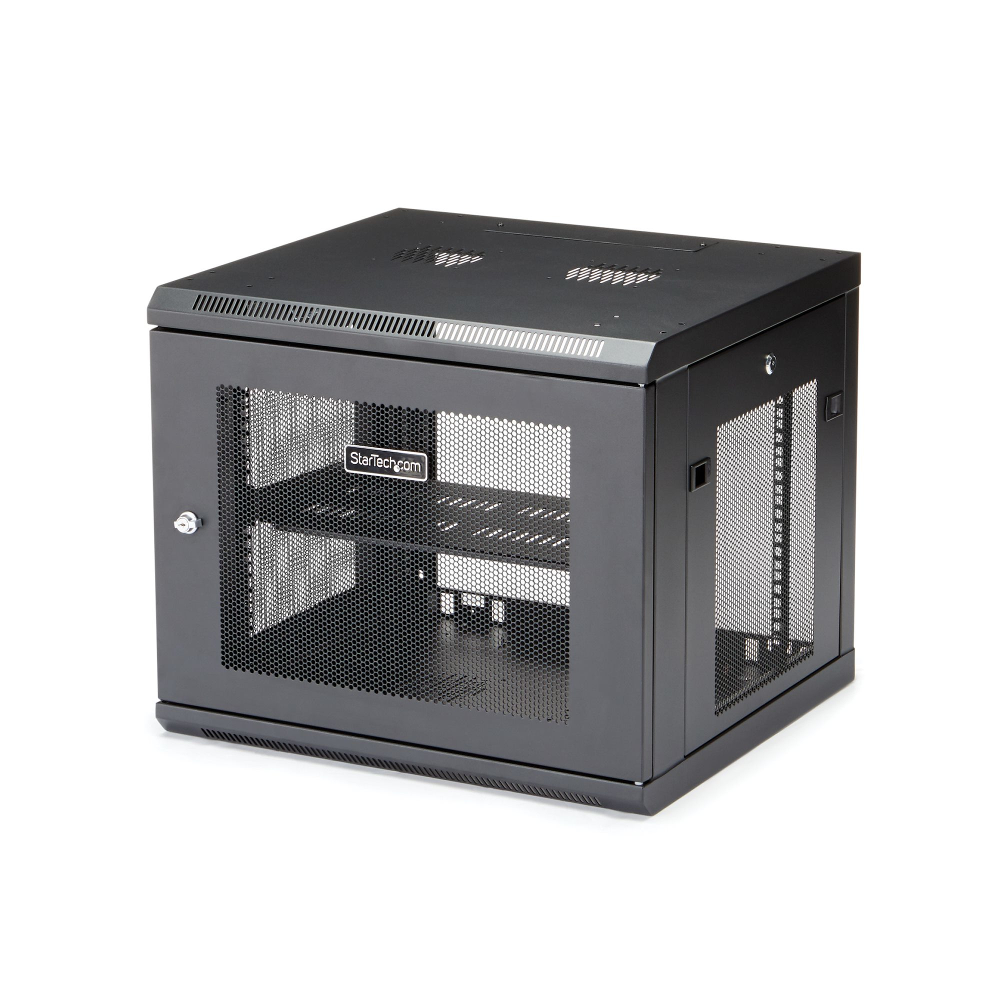 Startech "9U Wall Mount Server Rack Cabinet - 4-Post Adjustable Depth (2"" to 19"") Network Equipment Enclosure with Cable Management (RK920WALM)" - Rack enclosure cabinet - wall mountable - black - 9U