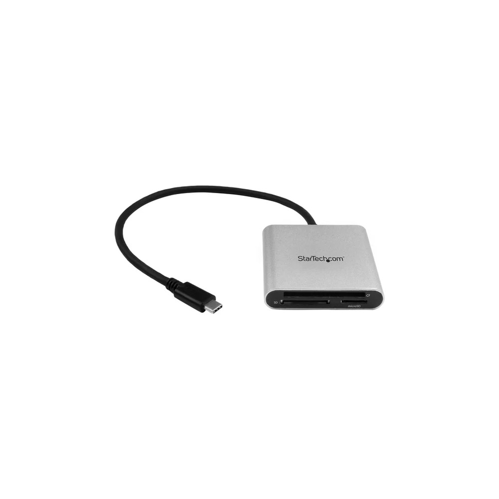 Startech USB 3.0 Flash Memory Multi-Card Reader/Writer with USB-C - SD microSD and CompactFlash Card Reader w/ Integrated USB-C Cable (FCREADU3C) - Card reader (CF I, CF II, MMC, SD, microSD, SDHC, microSDHC, SDXC, microSDXC) - USB 3.0