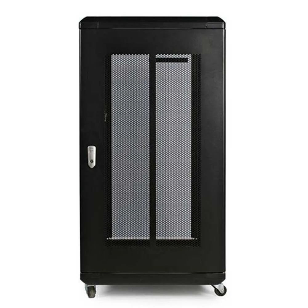 Startech 22U Server Rack Cabinet with secure locking door - 4 Post Adjustable Depth (5.5" to 28.7") - 1768 lb capacity - 19 inch Portable Network Equipment Enclosure on wheels/casters (RK2236BKF) - Rack - 22U - for P/N: CABCAGENUTS6, CABSCREWM52, CABSCREW