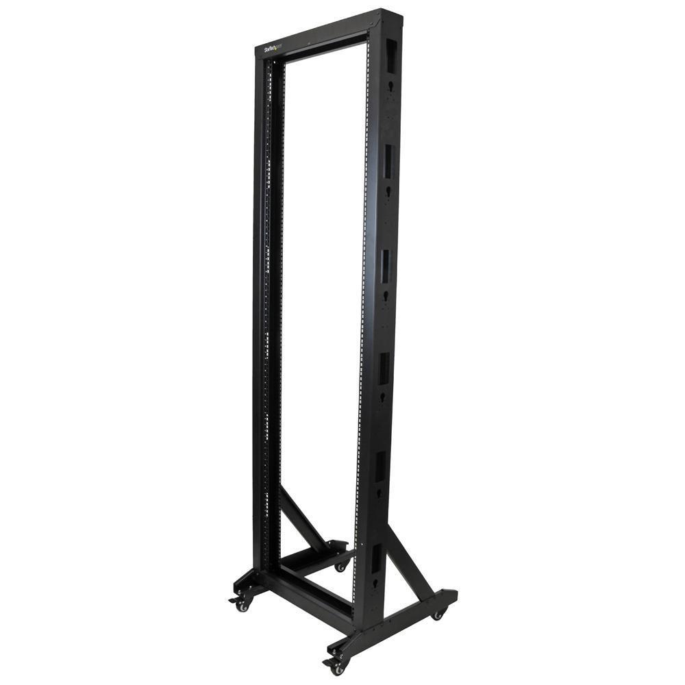 Startech 42U Mobile Open Frame Network Rack with Wheels- 663lbs - 2 Post 19" Portable Rack for Computer, AV, Media, IT Equipment (2POSTRACK42) - Rack open frame - 42U - TAA Compliant - for P/N: CABSCREWM5B, CABSCREWSM5, CABSCREWSM5B, CABSCREWSM62, CABSCRE