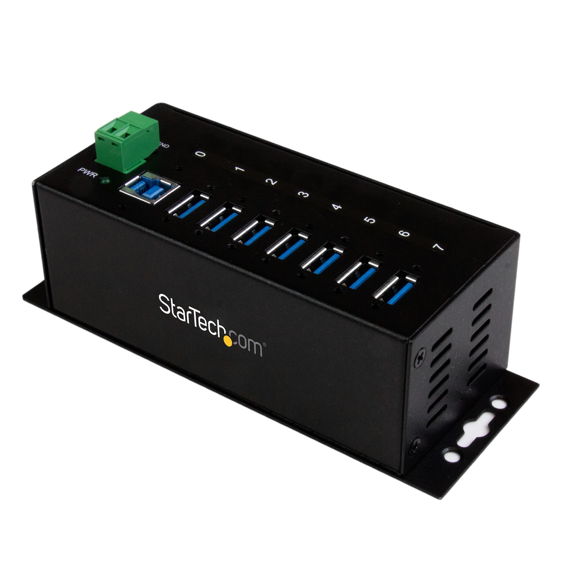 Startech 7-Port USB 3.0 Hub - Metal Industrial USB-A Hub with ESD Protection & 350W Surge Protection - Din Rail, Wall or Desk Mountable - TAA Compliant USB Expander Hub (ST7300USBME) - Hub - 7 x SuperSpeed USB 3.0 - DIN rail mountable, wall-mountable - DC