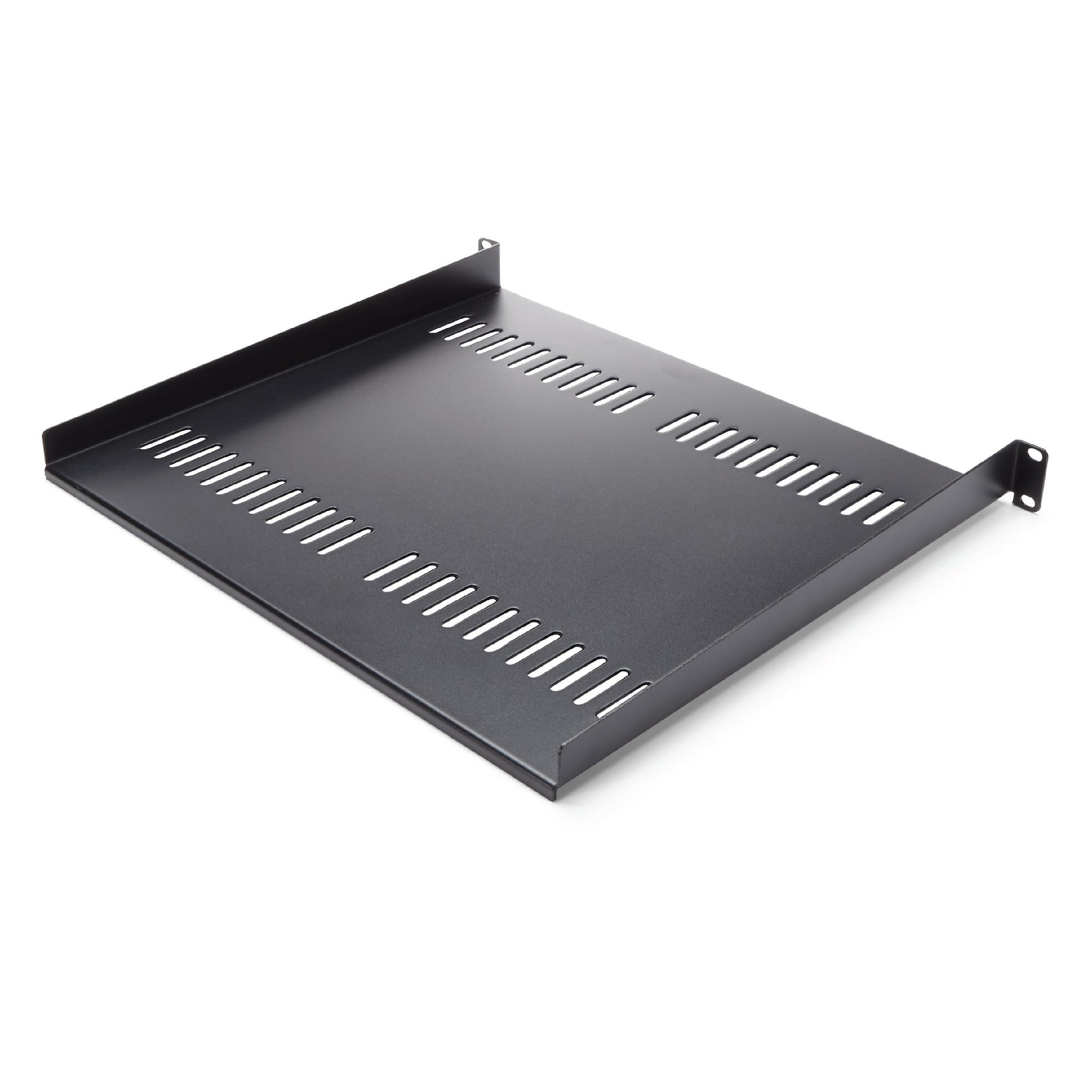 Startech 1U Vented Server Rack Cabinet Shelf, 16in Deep Fixed Cantilever Tray, Rackmount Shelf for 19" AV/Data/Network Equipment Enclosure w/ Cage Nuts & Screws, 44lbs Weight Capacity - 1U Network Rack Shelf (CABSHELF116V) - Rack shelf - black - 1U - 16"