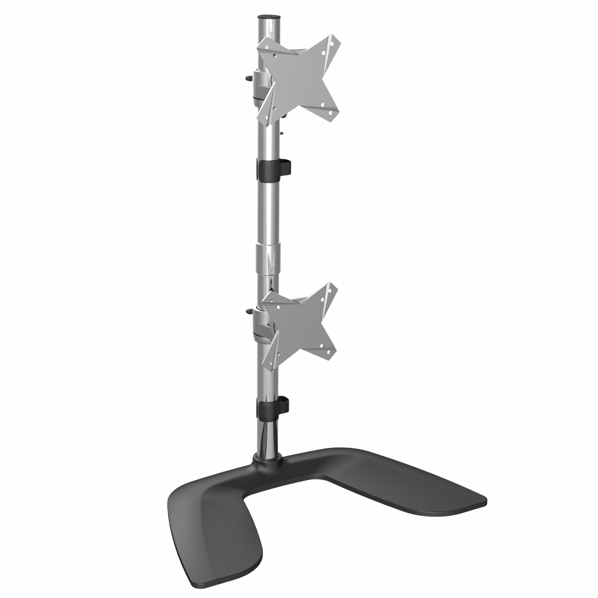 Startech Vertical Dual Monitor Stand, Ergonomic Desktop Stacked Two Monitor Stand up to 27 inch VESA Mount Displays, Free Standing Universal Monitor Mount, Height Adjustable, Silver - Double Monitor Holder (ARMDUOVS) - Stand - for 2 monitors - plastic, al