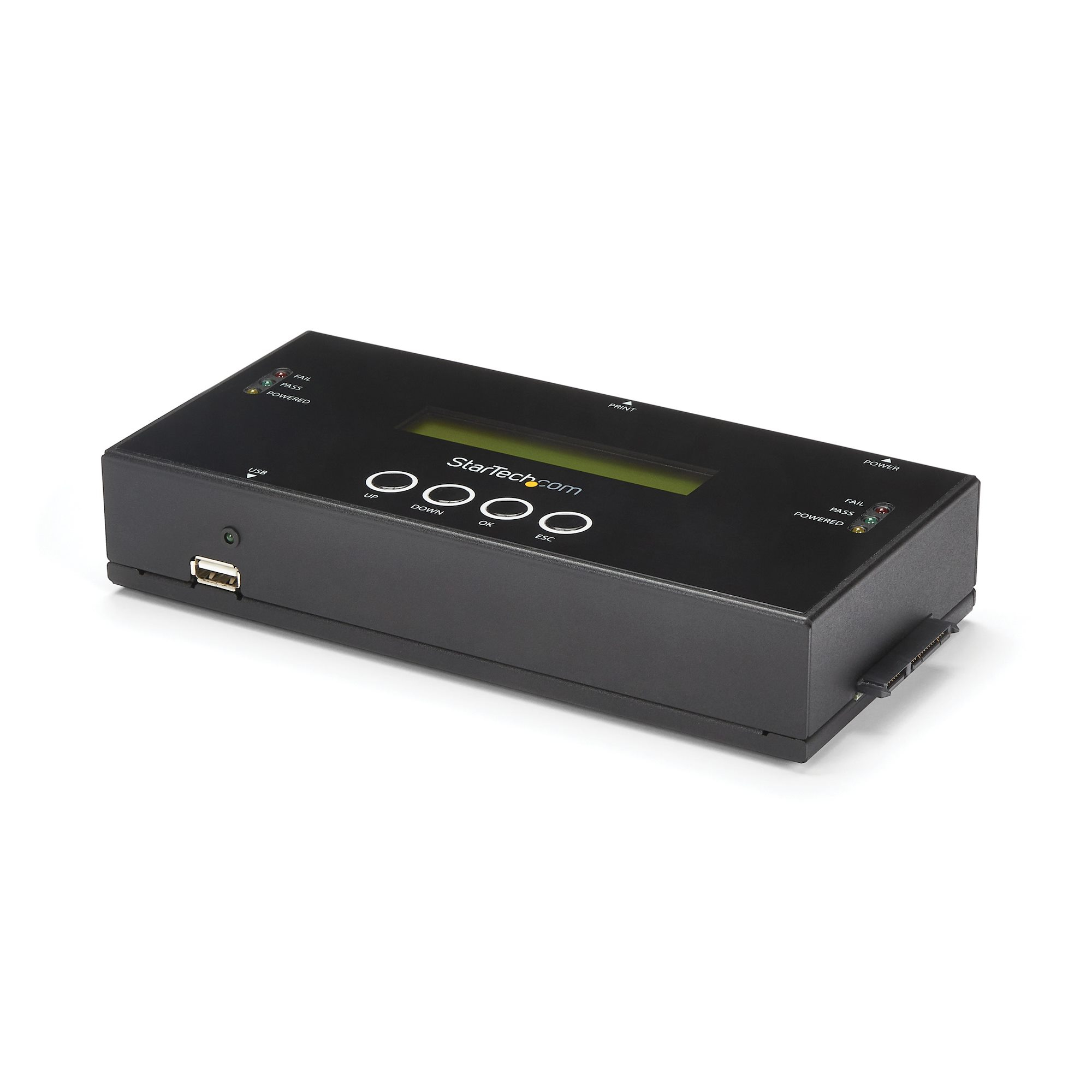 StarTech 1:1 Hard Drive Duplicator and Eraser for 2.5"/ 3.5" SATA (I/II/III) & SAS (I/II) HDD SSD - LCD & RS-232 - Cloner & Wiper (SATSASDUPE11) - Solid state / hard drive duplicator - 1 bays (SATA-600 / SAS-2)