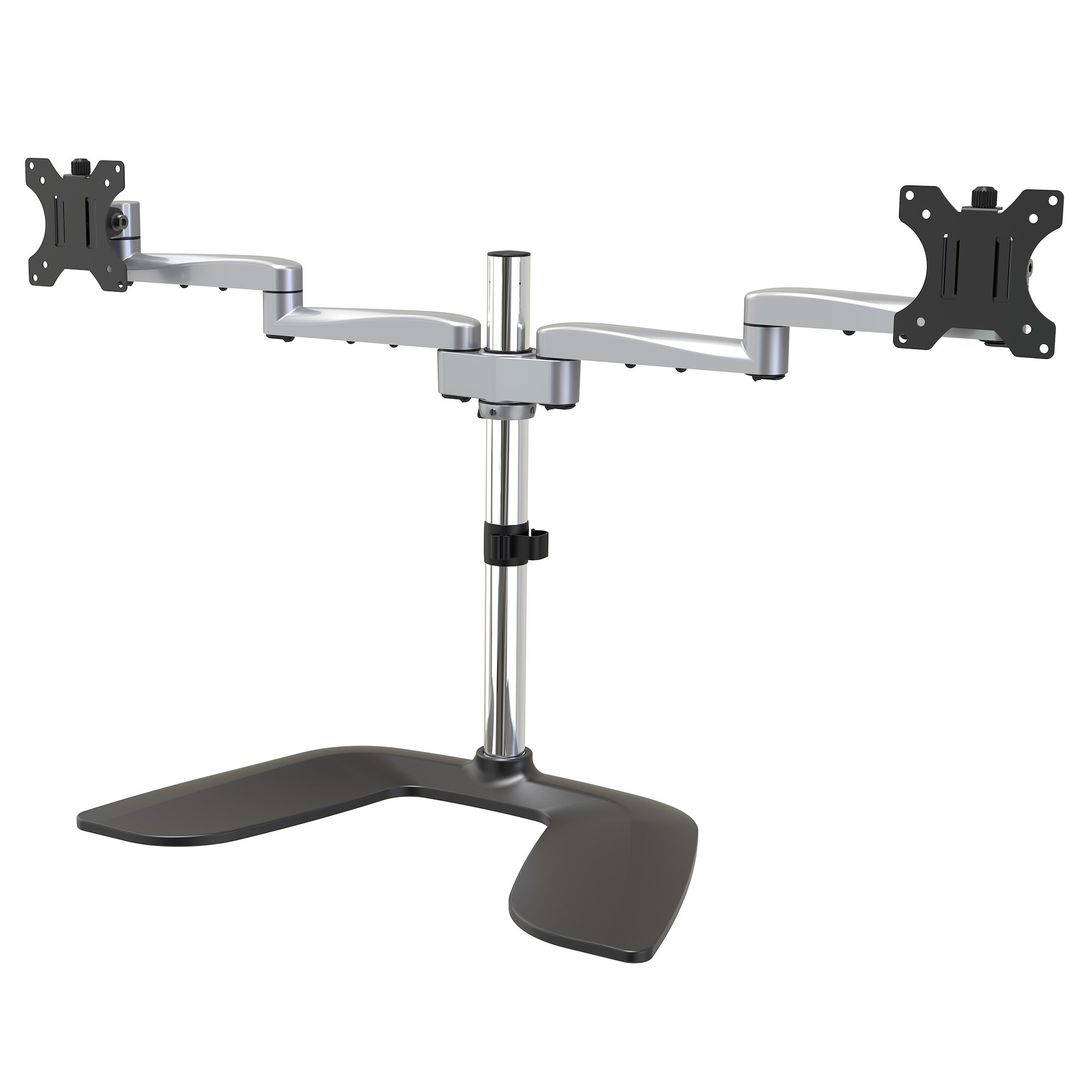 Startech Dual Monitor Stand, Ergonomic Desktop Monitor Stand for up to 32" VESA Displays, Free-Standing Articulating Universal Computer Monitor Mount, Adjustable Height, Silver - Easy & Quick Assembly - Stand - for 2 monitors - plastic, aluminium, steel -
