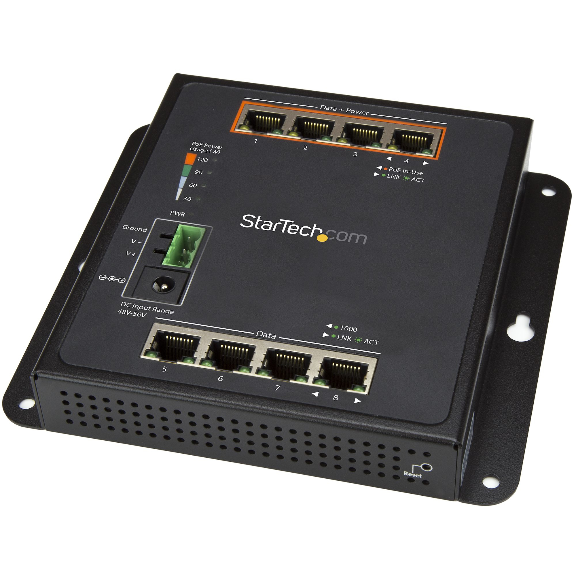 Startech Industrial 8 Port Gigabit PoE Switch, 4 x PoE+ 30W, Power Over Ethernet, Hardened GbE Layer/L2 Managed Switch, Rugged High Power Gigabit Network Switch IP-30/-40C to +75C - Managed Network Switch (IES81GPOEW) - Switch - Managed - 4 x 10/100/1000