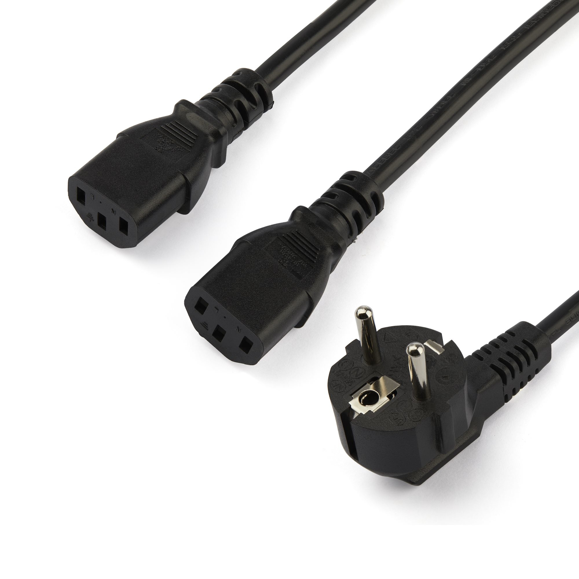 StarTech 2m (6ft) Computer Power Cord, 18AWG, EU Schuko to 2x C13 Power Cord, 10A 250V, Black Replacement AC Cord, TV/Monitor Power Cable, Schuko CEE 7/7 to IEC 60320 2x C13 Power Cord - PC Power Supply Cable - Power cable - power CEE 7/7 (M) to power IEC