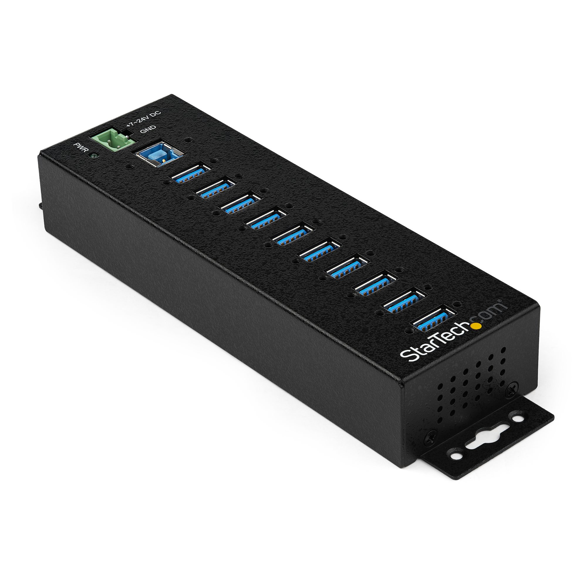 Startech 10 Port USB Hub with Power Adapter, Surge Protection, Metal Industrial USB 3.0 Data Transfer Hub, Din Rail, Wall or Desk Mountable, High Speed USB 3.1/ USB 3.2 Gen 1 5Gbps Hub - Windows/macOS/Linux (HB30A10AME) - Hub - 10 x USB 3.2 Gen 1 - DIN ra