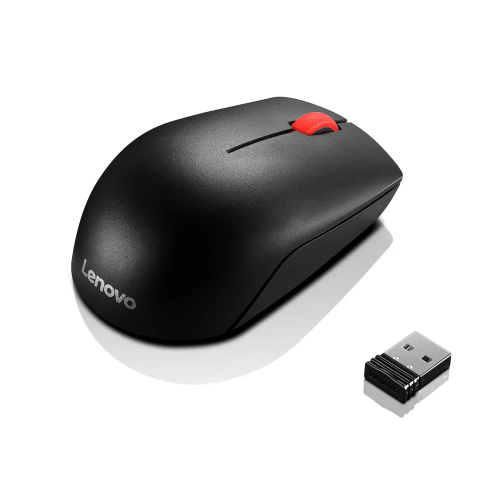 Lenovo Essential Compact - Mouse - right and left-handed - 3 buttons - wireless - 2.4 GHz - USB wireless receiver - black - OEM