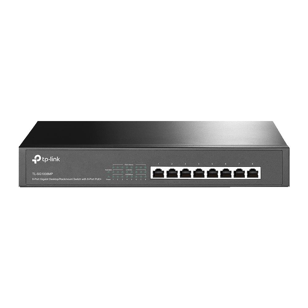 TP-Link TL-SG1008MP - Switch - unmanaged - 8 x 10/100/1000 (PoE+) - desktop, rack-mountable - PoE+ (126 W)