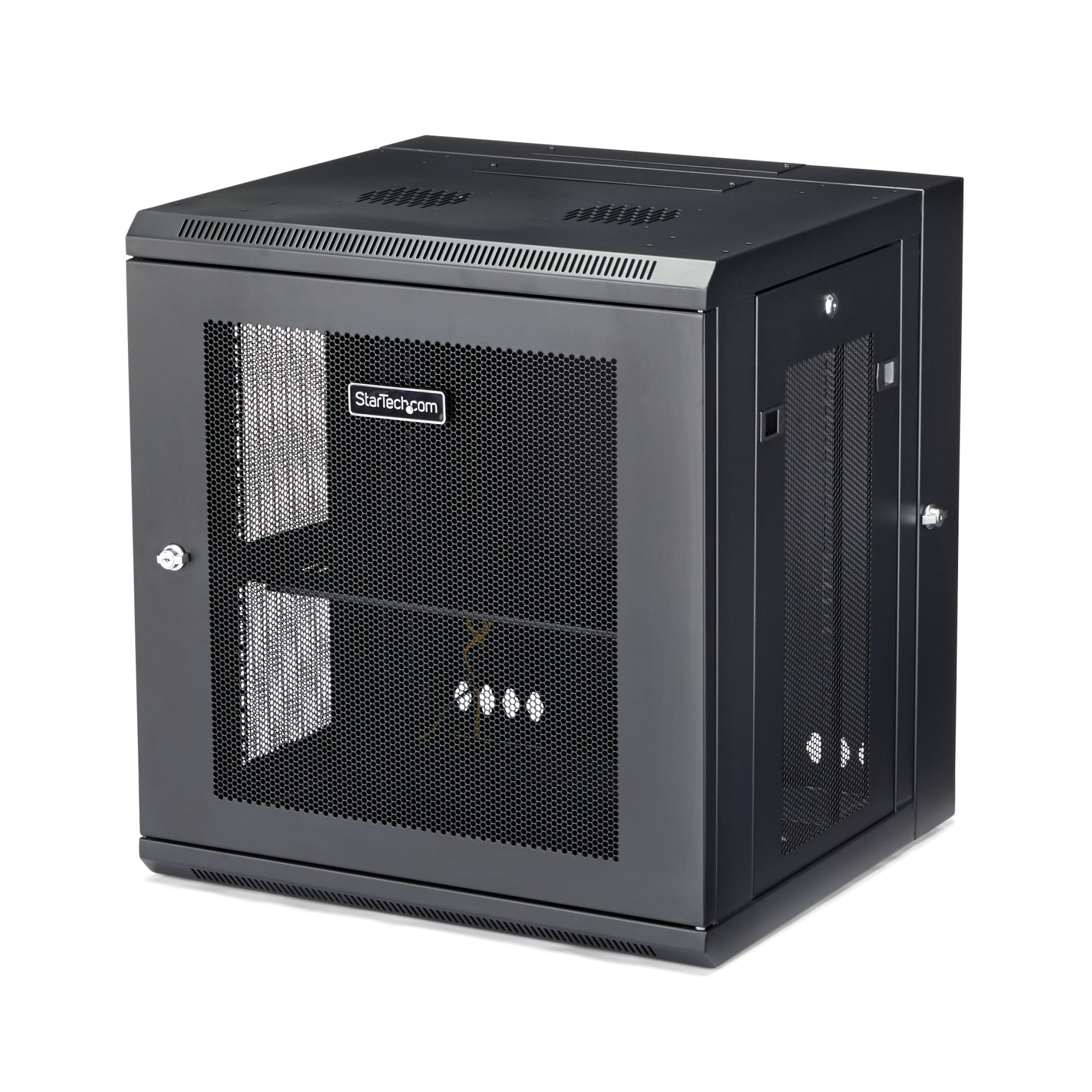 Startech 12U 19" Wall Mount Network Cabinet, 16" Deep Hinged Locking IT Network Switch Depth Enclosure, Vented Computer Equipment Data Rack with Shelf & Flexible Side Panels, Assembled - 12U Vented Cabinet (RK12WALHM) - Rack enclosure cabinet - wall mount