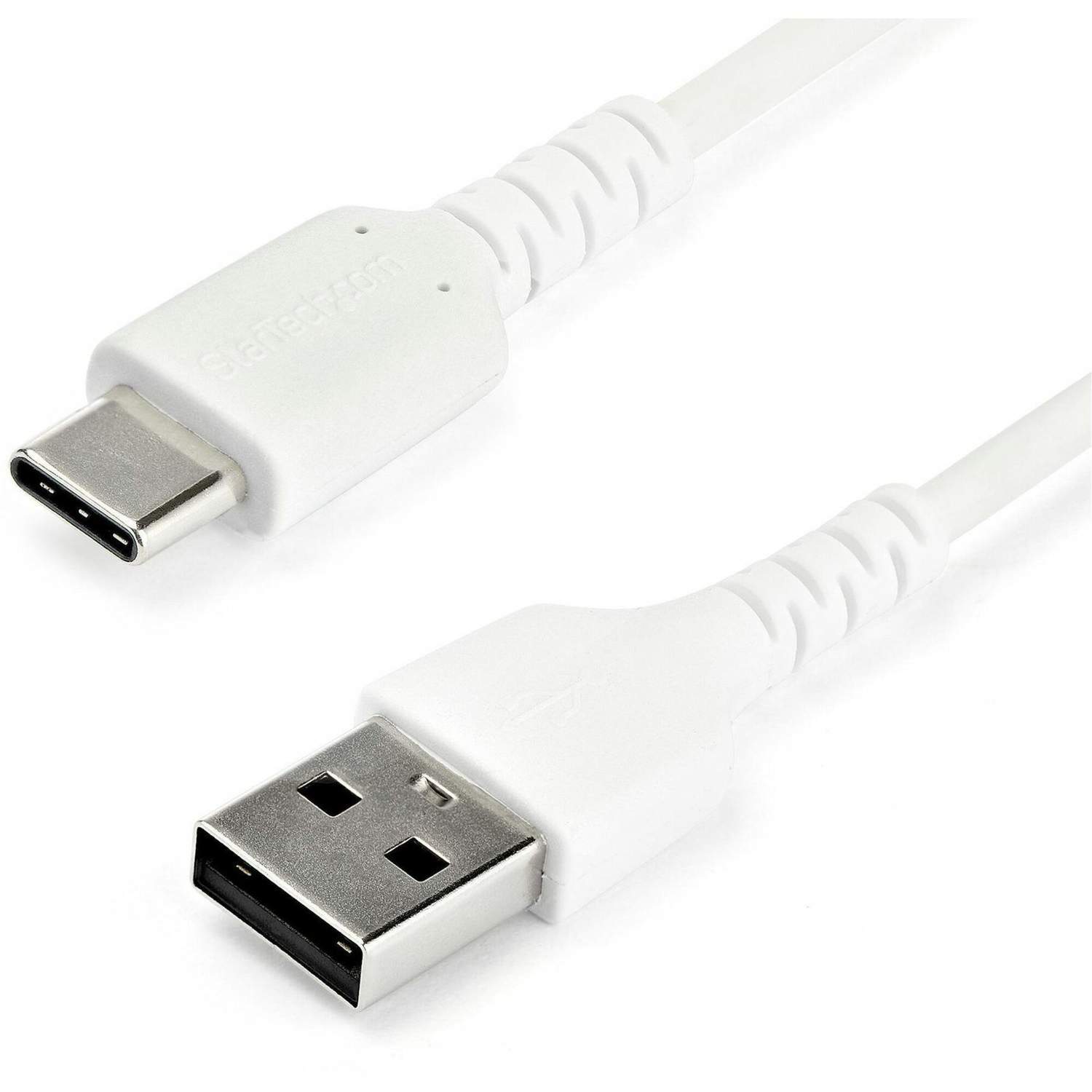 StarTech 1m USB A to USB C Charging Cable, Durable Fast Charge & Sync USB 2.0 to USB Type C Data Cord, Rugged TPE Jacket Aramid Fiber M/M 3A White, Samsung S10, S20, iPad Pro, Pixel - Heavy Duty and Rugged - USB cable - USB (M) straight to USB-C (M) strai