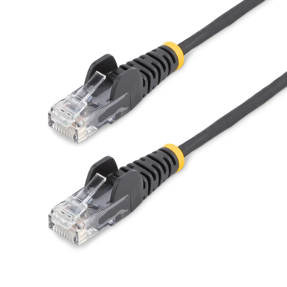 Startech 2m Slim LSZH CAT6 Ethernet Cable, 10 Gigabit Snagless RJ45 100W PoE Patch Cord, CAT 6 10GbE UTP Network Cable w/Strain Relief, Black, ETL, Low Smoke Zero Halogen - Category 6 - 28AWG (N6PAT200CMBKS) - Patch cable - RJ-45 (M) to RJ-45 (M) - 2 m -