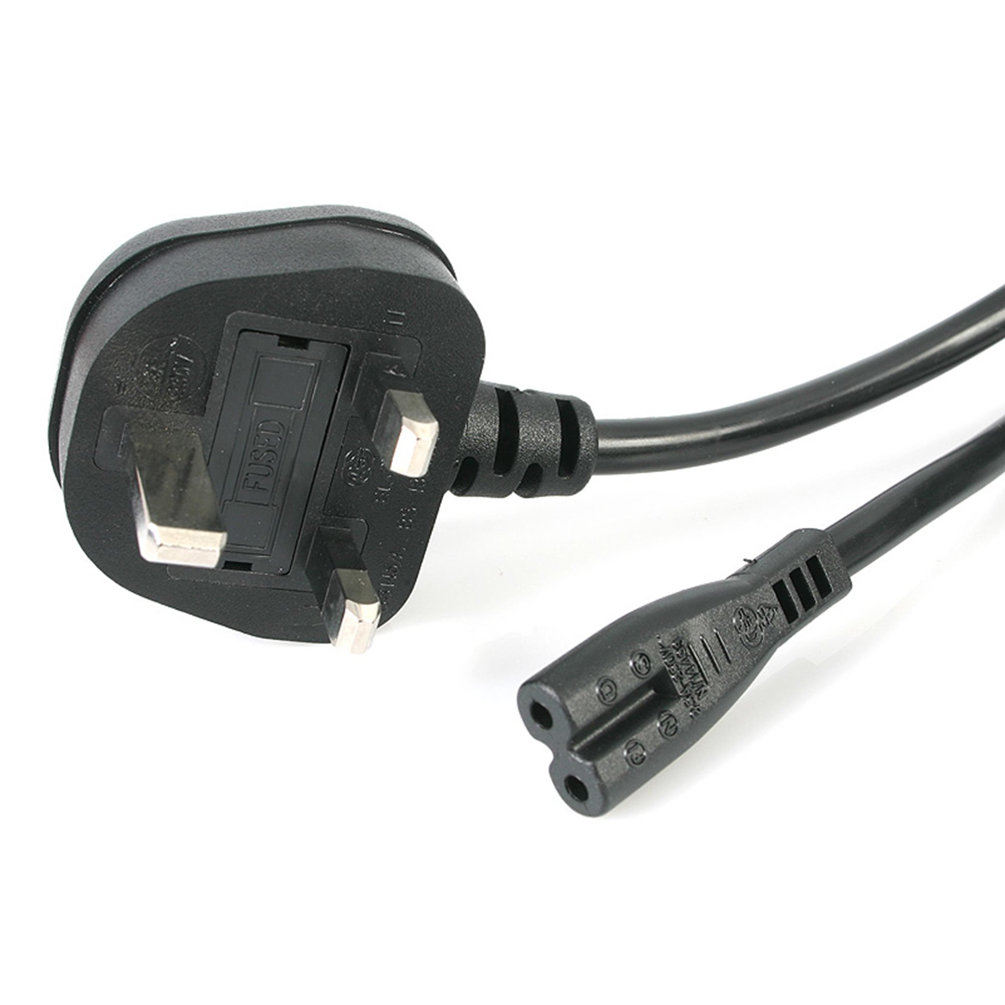 StarTech 3ft (1m) UK Laptop Power Cable, BS 1363 to C7, 2.5A 250V, 18AWG, Black, AC Notebook/Laptop Replacement Cord, Printer Cable, UK Laptop Charger Cord, BS 1363 to IEC60320 C7 - Power Brick Cord - Power cable - power IEC 60320 C7 to BS 1363 (M) - AC 2