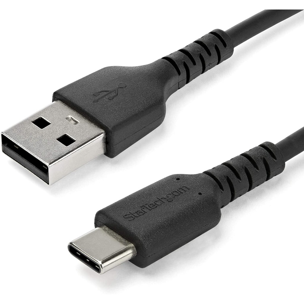 StarTech 2m USB A to USB C Charging Cable, Durable Fast Charge & Sync USB 2.0 to USB Type C Data Cord, Rugged TPE Jacket Aramid Fiber M/M 3A Black, Samsung S10, S20, iPad Pro, Pixel - Heavy Duty and Rugged - USB cable - USB (M) straight to USB-C (M) strai