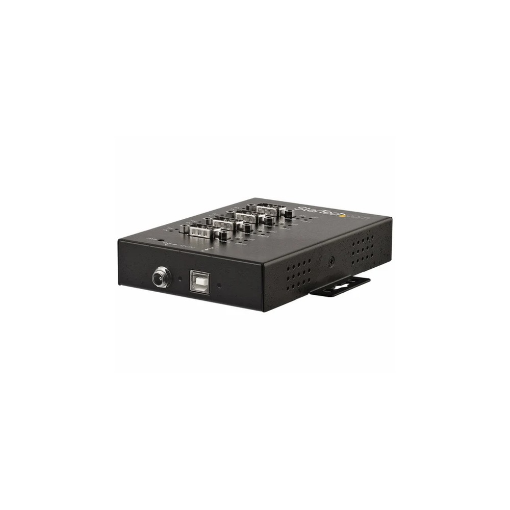 Startech 4 Port Serial Hub USB to RS232/RS485/RS422 Adapter, Industrial USB 2.0 to DB9 Serial Converter Hub, IP30 Rated, Din Rail Mountable Metal Serial Hub, 15kV ESD Protection - 6ft Locking Cable Incl - Serial adapter - USB 2.0 - RS-232/422/485 x 4 + US