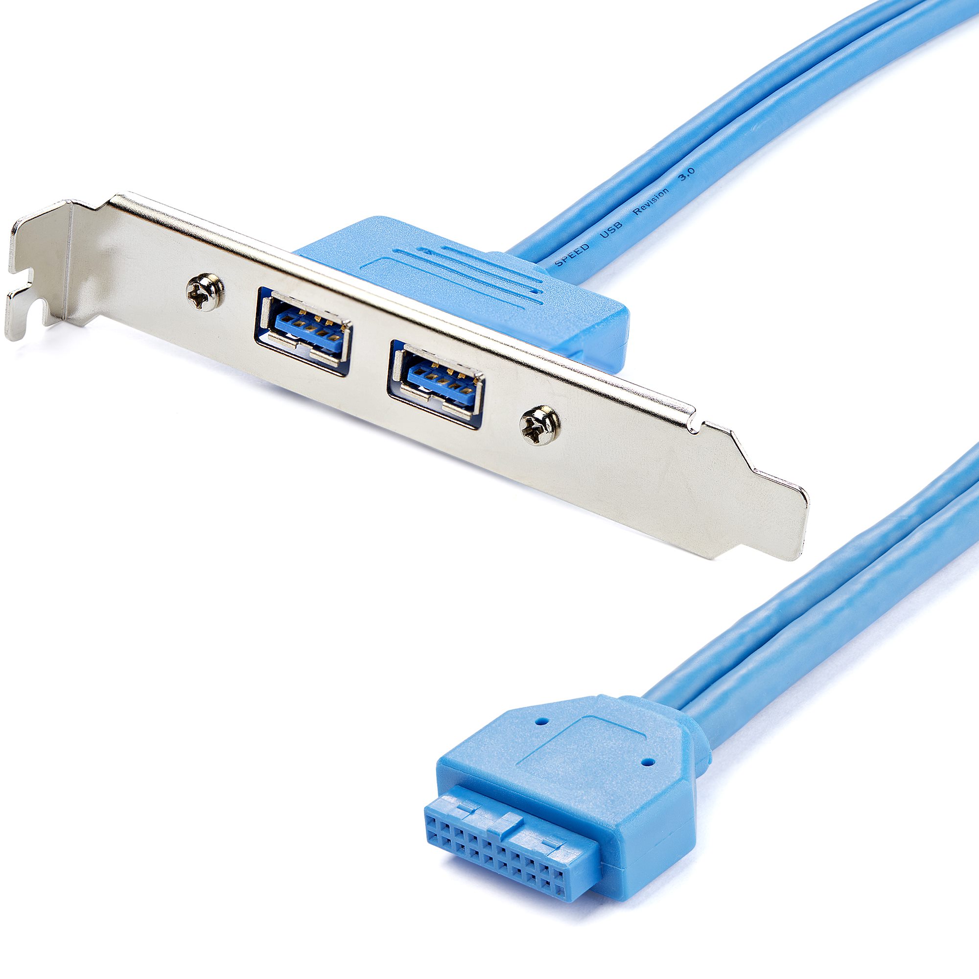 StarTech 2 Port USB 3.0 A Female Slot Plate Adapter - USB 3.0 motherboard Adapter - USB 3 plate - USB 3.0 header Adapter (USB3SPLATE) - USB panel - USB Type A (F) to 20 pin IDC (F) - 50 cm - blue - for P/N: PEXUSB312A1C1H, PEXUSB312A2C2V, PEXUSB312EIC
