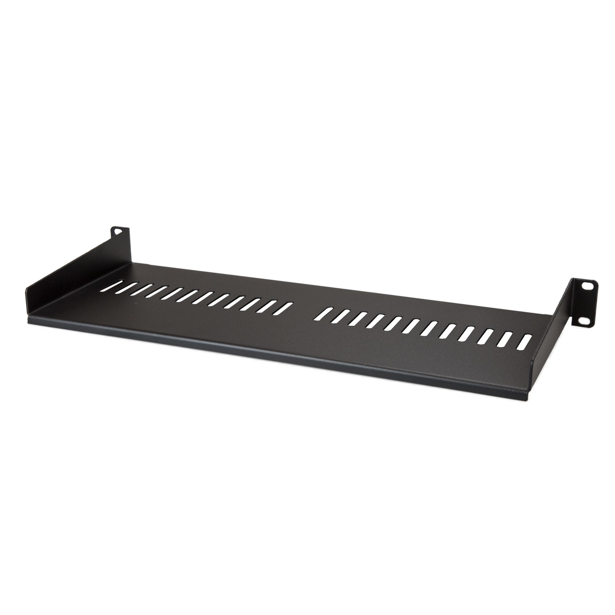 Startech 1U Vented Server Rack Cabinet Shelf, 7in Deep Fixed Cantilever Tray, Rackmount Shelf for 19" AV/Data/Network Equipment Enclosure w/ Cage Nuts & Screws, 44lbs Weight Capacity - 1U Vented Rack Shelf (CABSHELF1U7V) - Rack shelf - black - 1U - 7