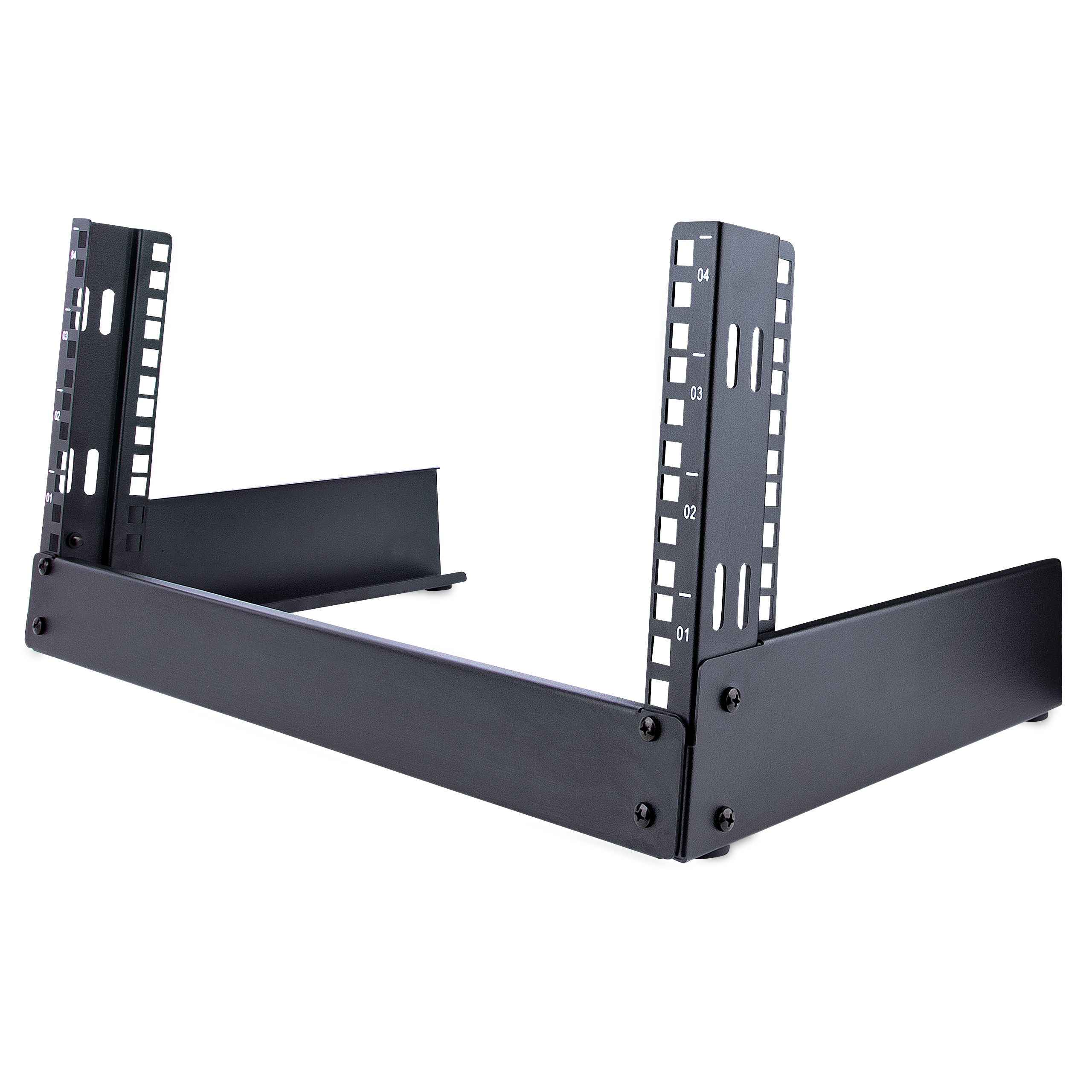 Startech 4U 19" Desktop Open Frame Rack, 2 Post Free-Standing Network Rack Switch Depth for Patch Panel/Data/AV/IT/Communication/Studio/Computer Equipment 66lb Cap. w/ Cage Nuts/Screws - 4U 2-Post Desktop Rack (RK4OD) - Rack open frame - 2-post - desktop