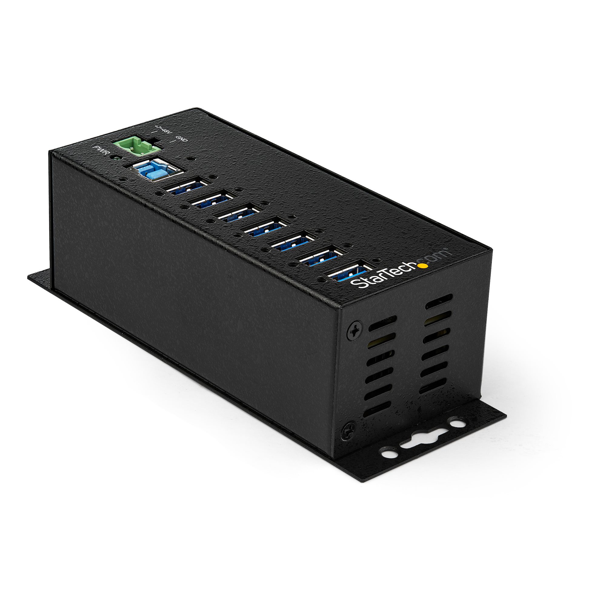 Startech 7 Port USB Hub with Power Adapter, Surge Protection, Metal Industrial USB 3.0 Data Transfer Hub, Din Rail, Wall or Desk Mountable, High Speed USB 3.1/USB 3.2 Gen 1 5Gbps Hub - Windows/macOS/Linux (HB30A7AME) - Hub - 7 x USB 3.2 Gen 1 - DIN rail m