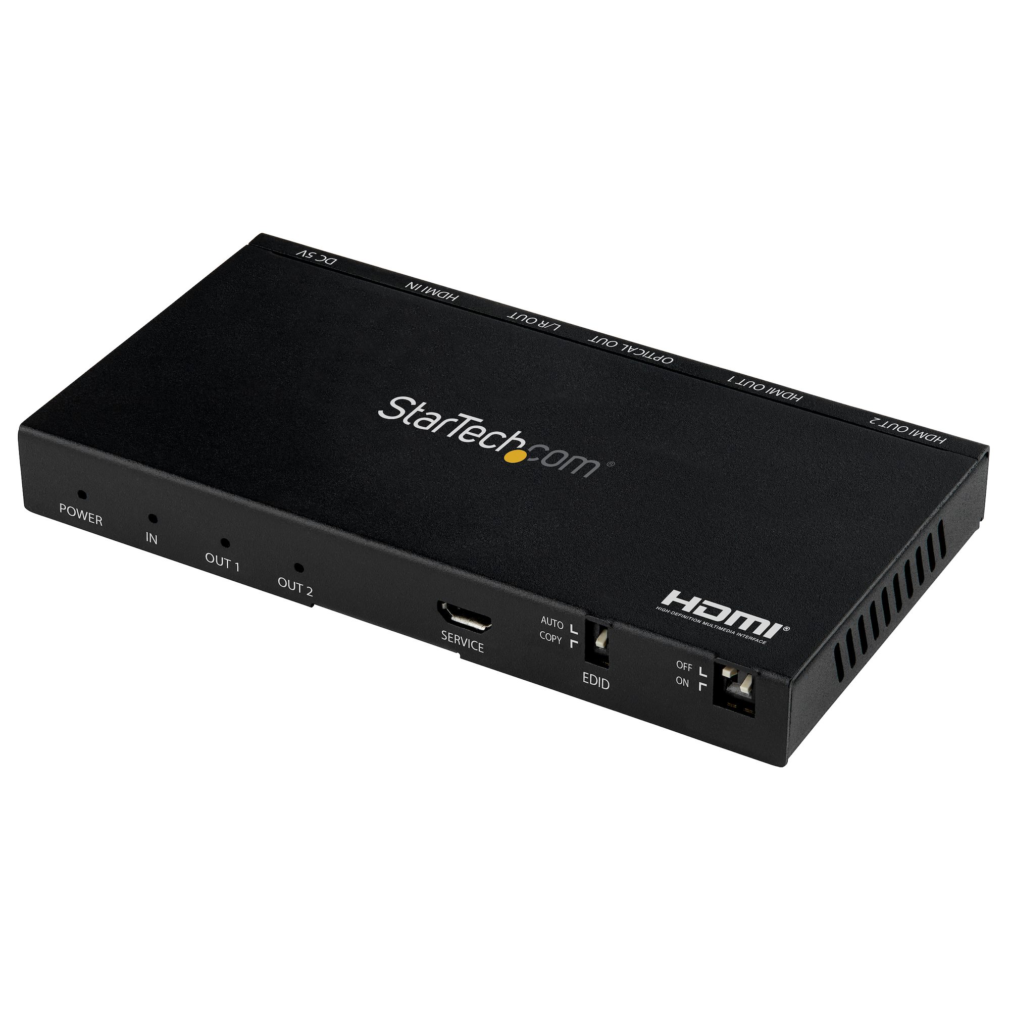 Startech 2-Port HDMI Splitter (1x2), 4K 60Hz UHD HDMI 2.0 Audio Video Splitter w/ Scaler & Audio Extractor (3.5mm/SPDIF), Dual HDMI Splitter (1-In 2-Out), EDID Copy, TV/Projector - Supports HDCP 2.2 (ST122HD20S) - Video/audio splitter - 2 x HDMI - desktop