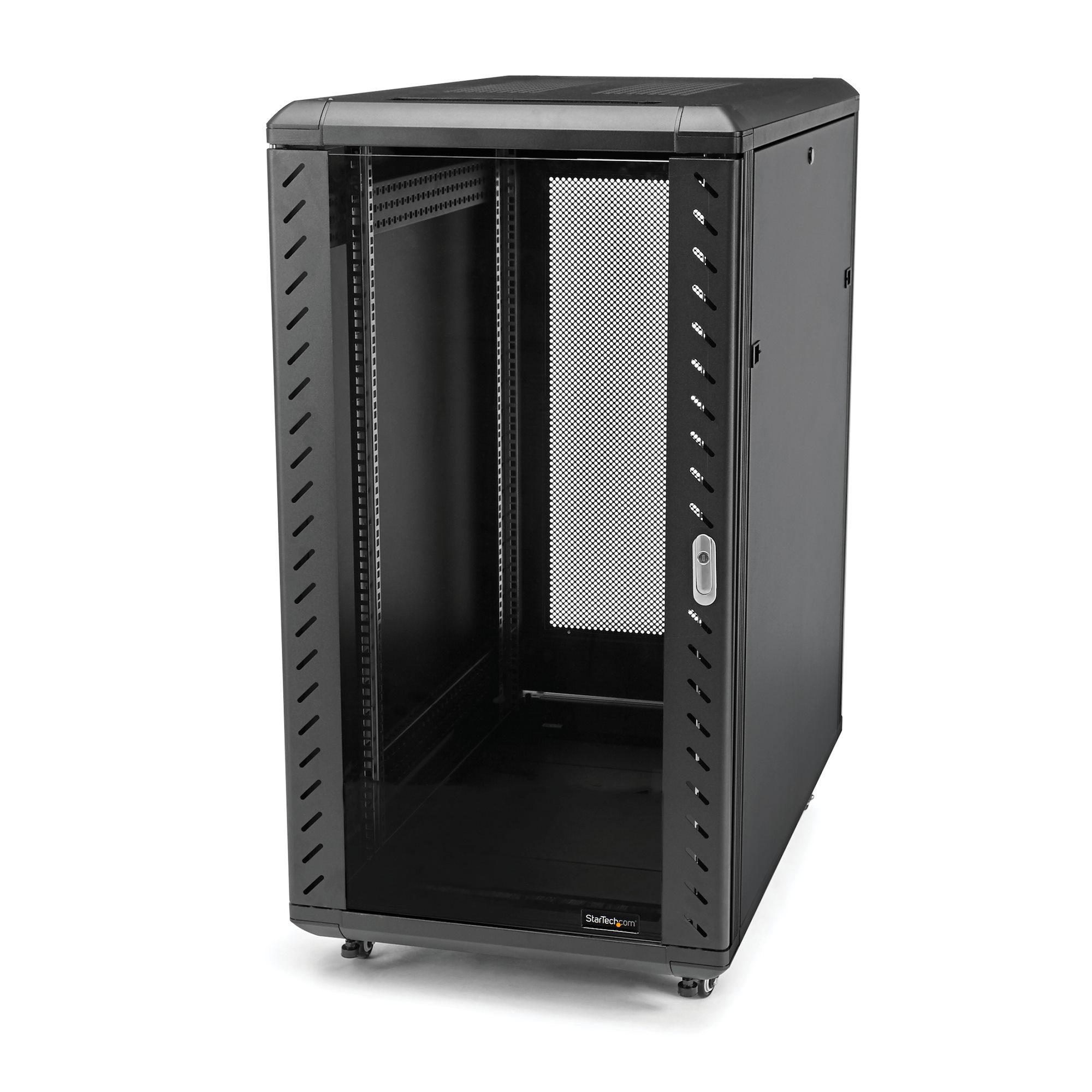 Startech 18U 19" Server Rack Cabinet, 4 Post Adjustable Depth (6-32")Locking Knock Down Network/Computer Equipment Enclosure, Mobile with Glass Door & Casters, HP ProLiant ThinkServer - Data Rack Enclosure (RK1836BKF) - Rack cabinet - 4-post - floor-stand