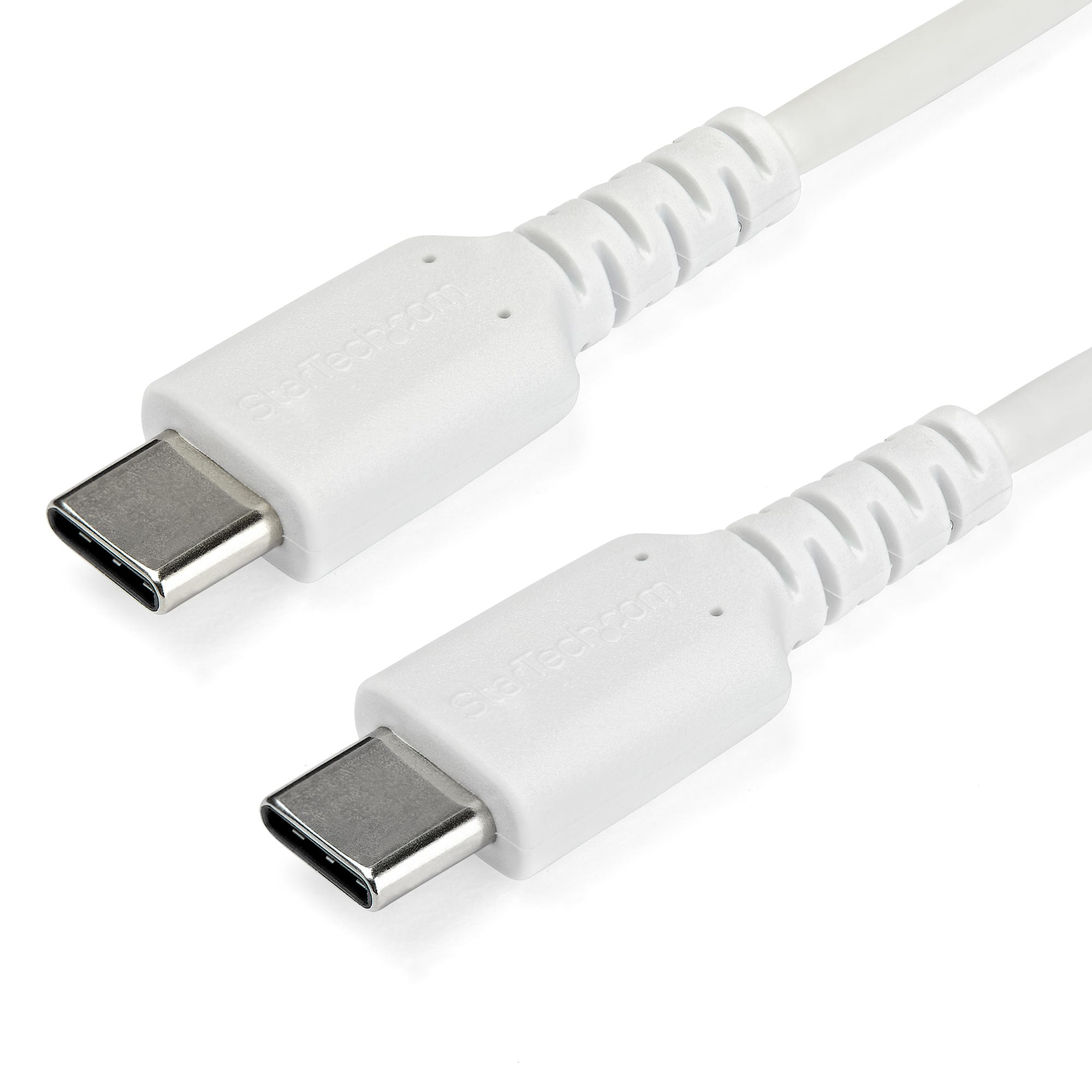 StarTech 1m USB C Charging Cable, Durable Fast Charge & Sync USB 2.0 Type C to USB C Laptop Charger Cord, TPE Jacket Aramid Fiber M/M 60W White, Samsung S10, S20 iPad Pro MS Surface - Heavy Duty and Rugged - USB cable - USB-C (M) straight to USB-C (M) str