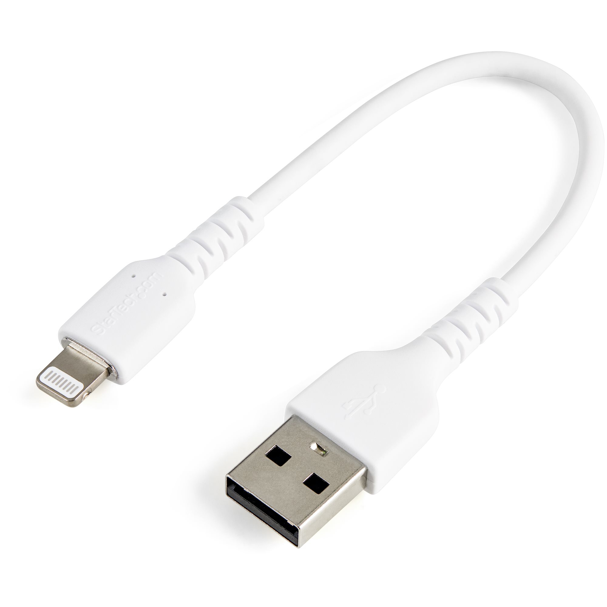 Startech 6 in(15cm) Durable White USB-A to Lightning Cable, Heavy Duty Rugged Aramid Fiber USB Type A to Lightning Charger/Sync Power Cord, Apple MFi Certified iPad/iPhone 12 Pro Max - iPhone 7/8/11/11 Pro - Lightning cable - USB male to Lightning male -