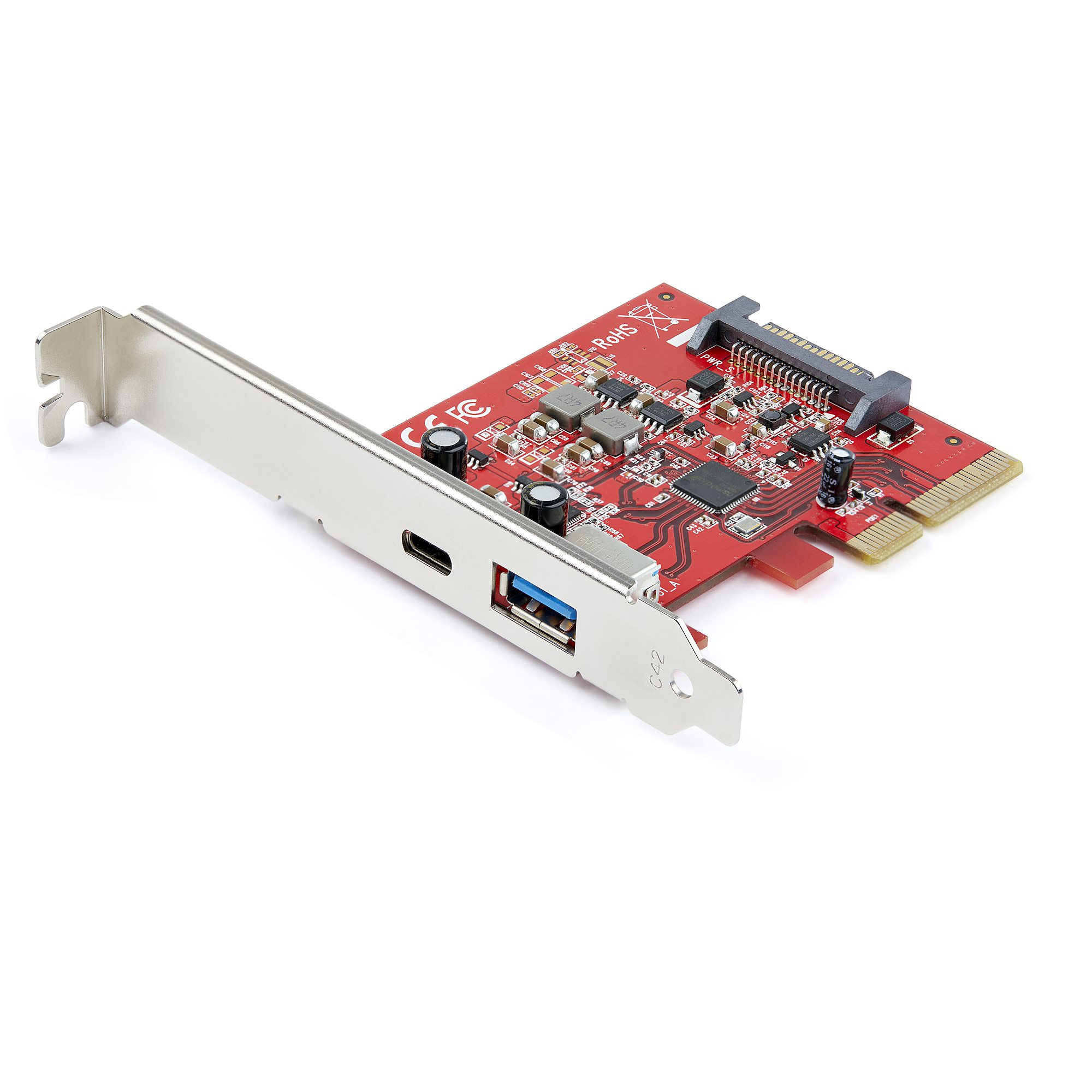Startech 2-Port 10Gbps USB-A & USB-C PCIe Card, USB 3.1 Gen 2 PCI Express Type C/A Host Controller Card Adapter, USB 3.2 Gen 2x1 PCIe Desktop Expansion Add-On Card, Windows/macOS/Linux - Full/Low-Profile - USB adapter - PCIe 3.0 x4 - USB-C 3.1 x 1 + USB 3