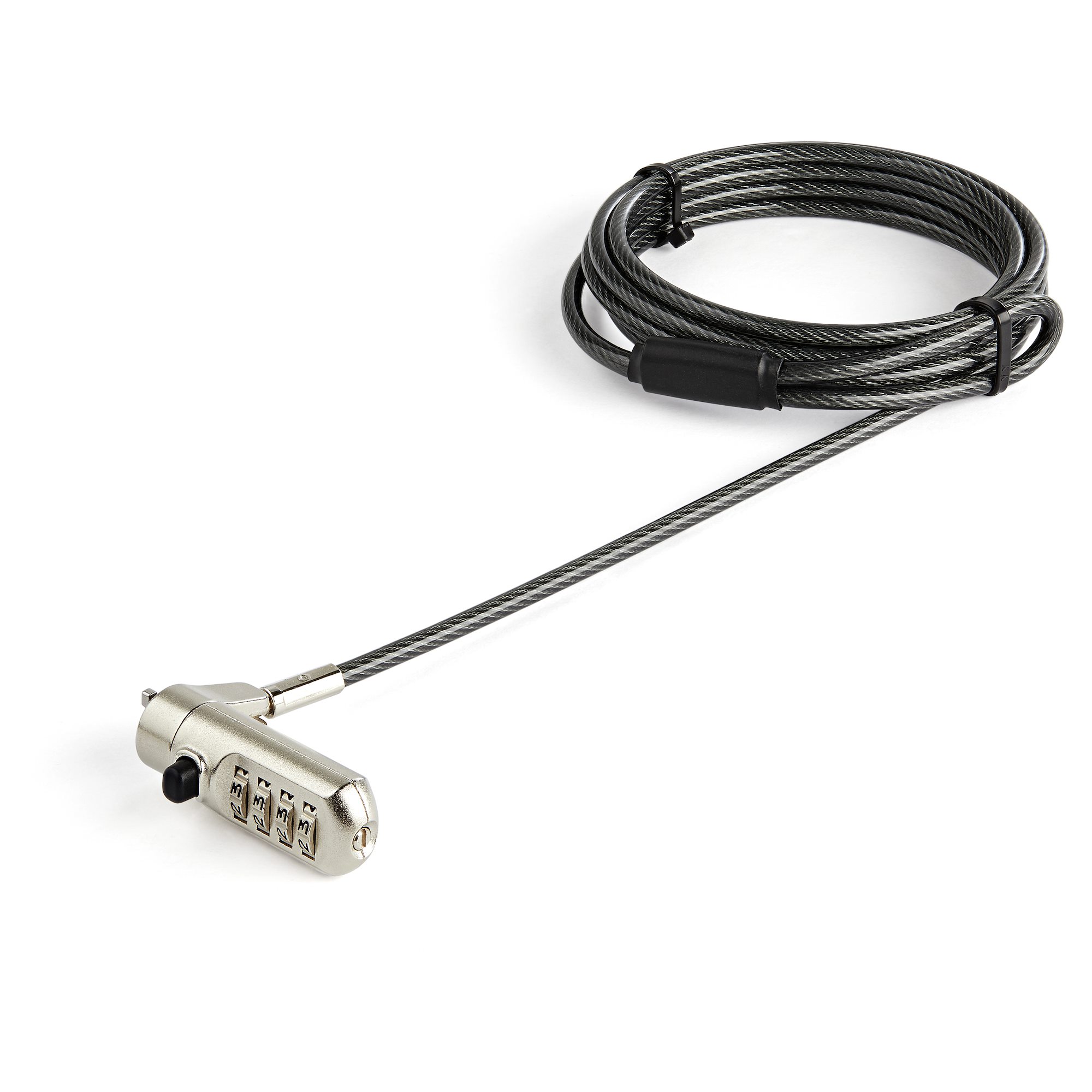 Startech 6.5' (2m) Laptop Cable Lock, Nano Slot Compatible 4 Digit Combination Security Cable Lock, Serialized Anti-Theft Vinyl Coated Steel Cable Lock for Nano Slot Computer/Device - Nano Slot Laptop Lock (LTLOCKNANO) - Compatible with Kensington - secur